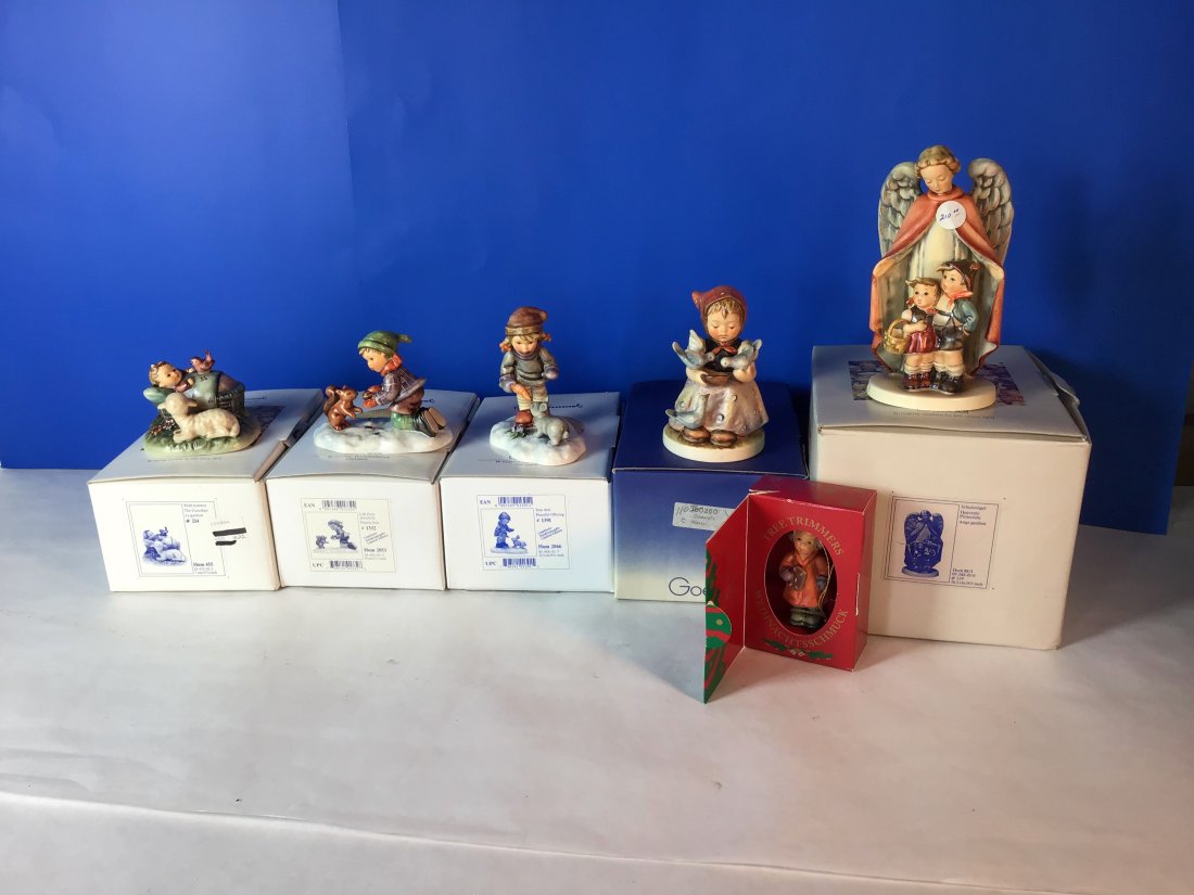 Collection of 6 Hummel Goebel Figurines: Check boxes for full descriptions of pieces, in original boxes and signed