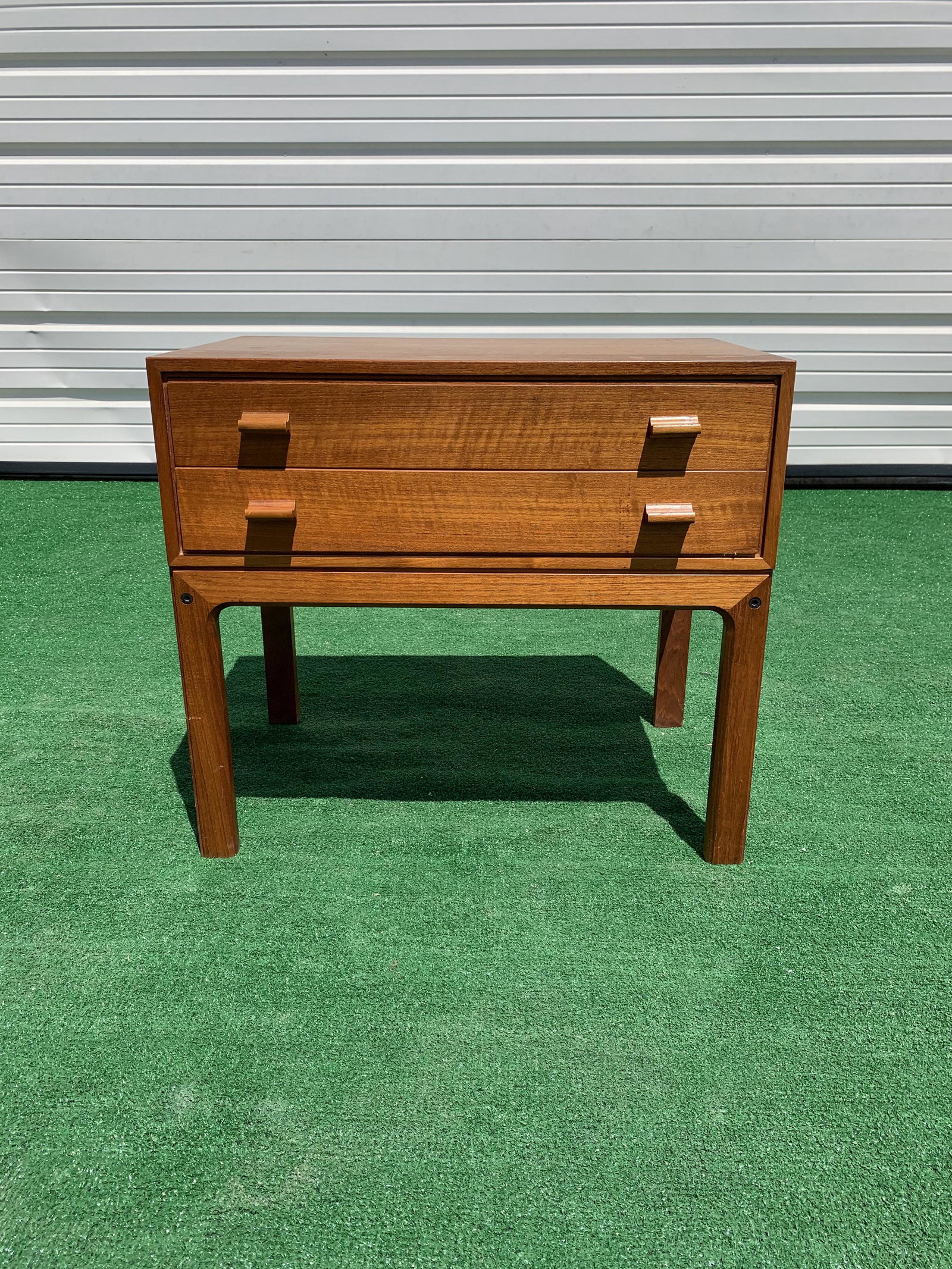 Mid-Century Danish Modern 2 Door Nightstand Made in: 20.5in tall x 23 x 14.25 deep