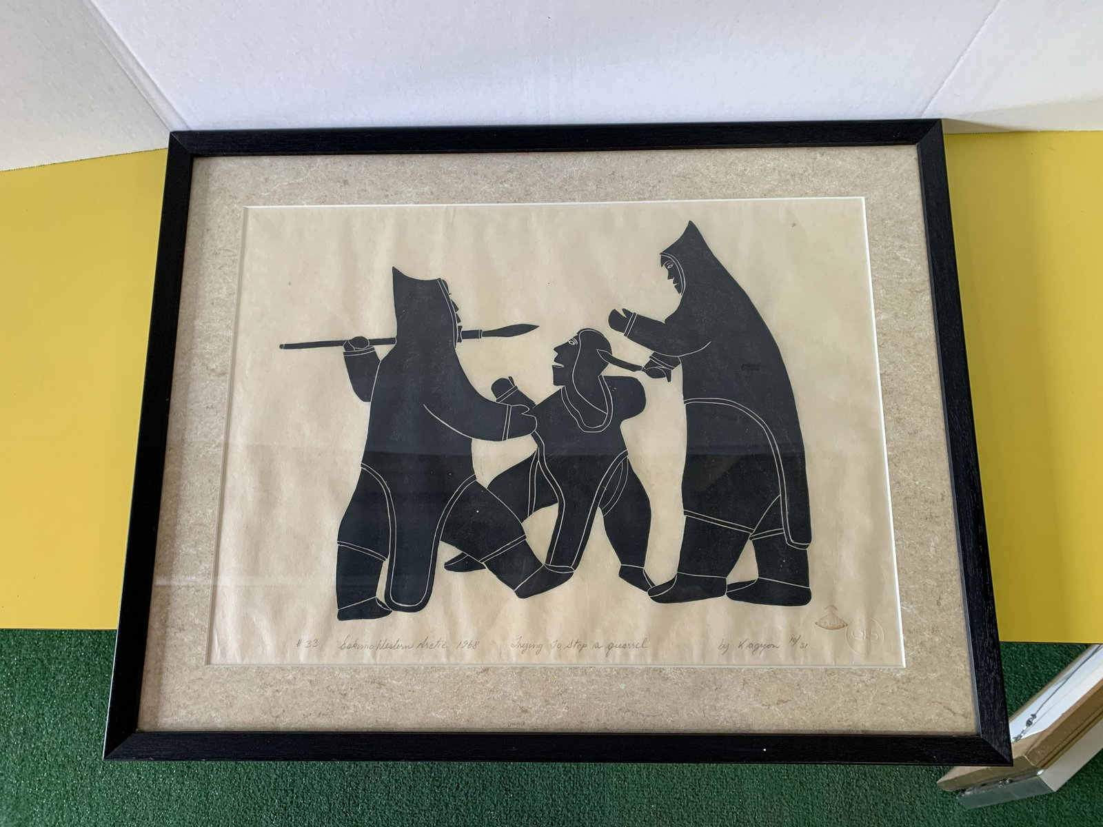 Inuit Art "Trying To Stop a Quarrel": Signed, 25.5in x 19.75, 10 of 31