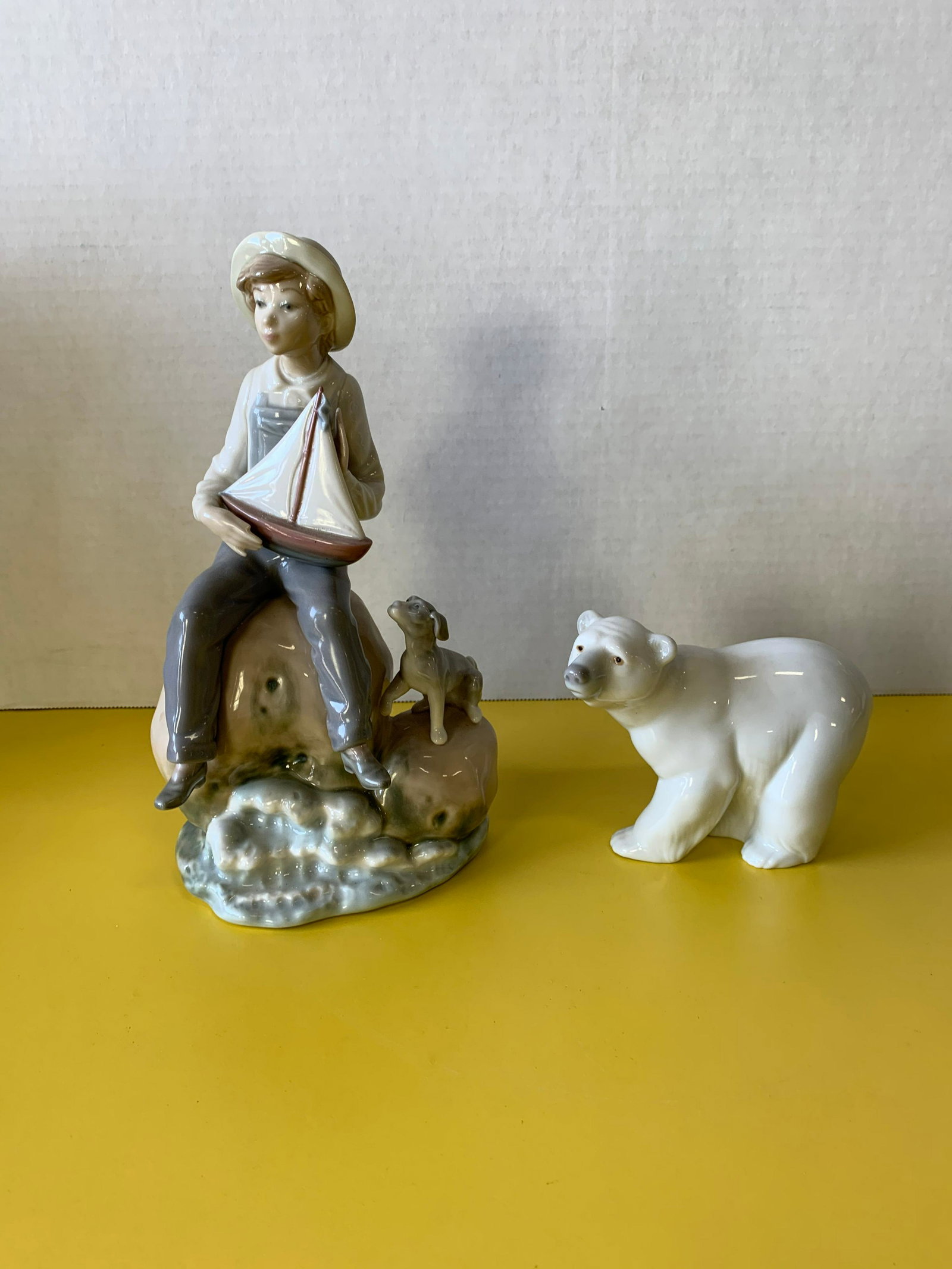 Lladro 5166 "Sea Fever" & Lladro 1207 Polar Bear: Tallest is 9in, No Boxes