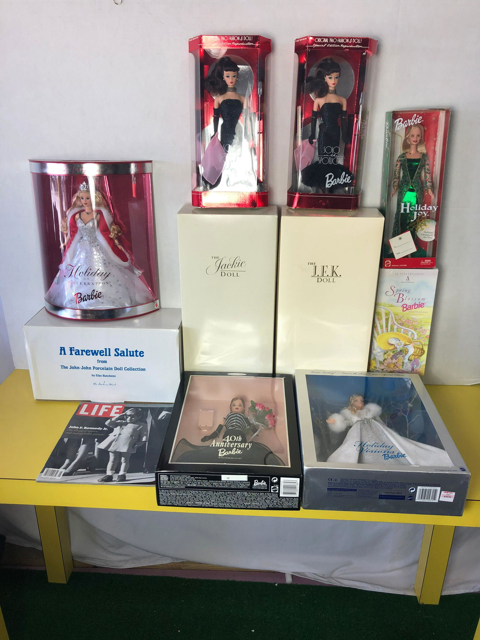 Lot of NIB Holiday Barbies, Jackie and JFK Dolls (1 of 1)