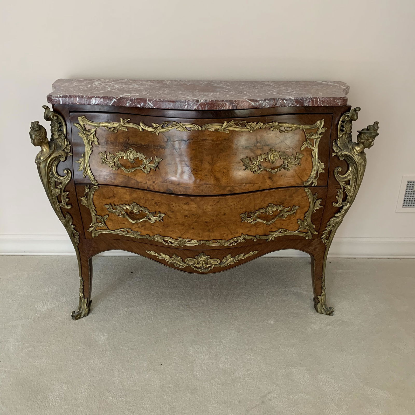 French Bombay Marble Top Chest Figural Ormolu (1 of 5)