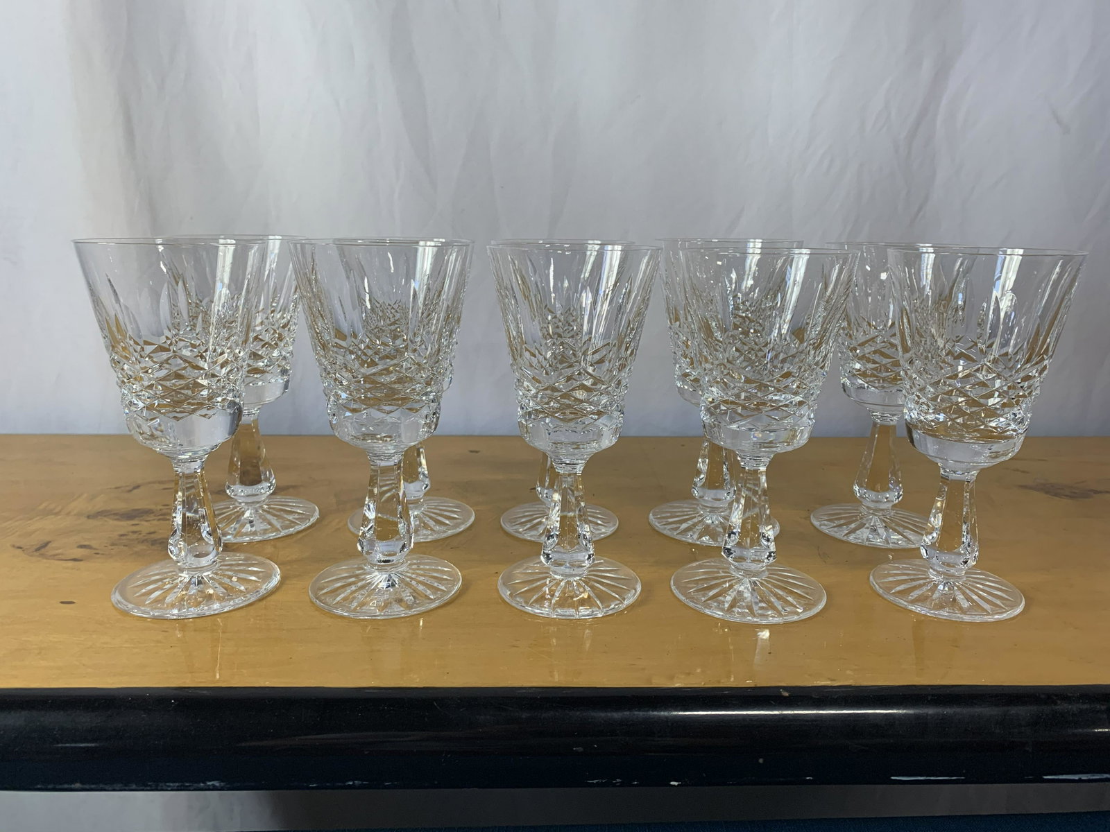 Set 10 Waterford Alana White Wine Glasses: No Chips, 6in tall x 2.75in diameter