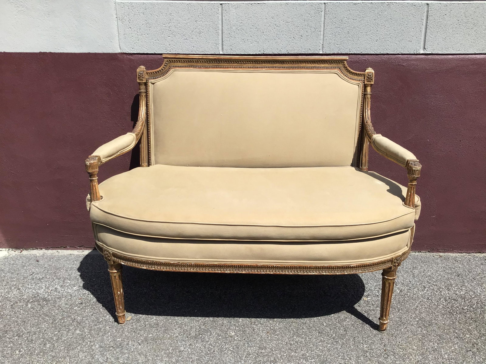 French Settee: 34.5in tall x 42in wide x 18.5in deep