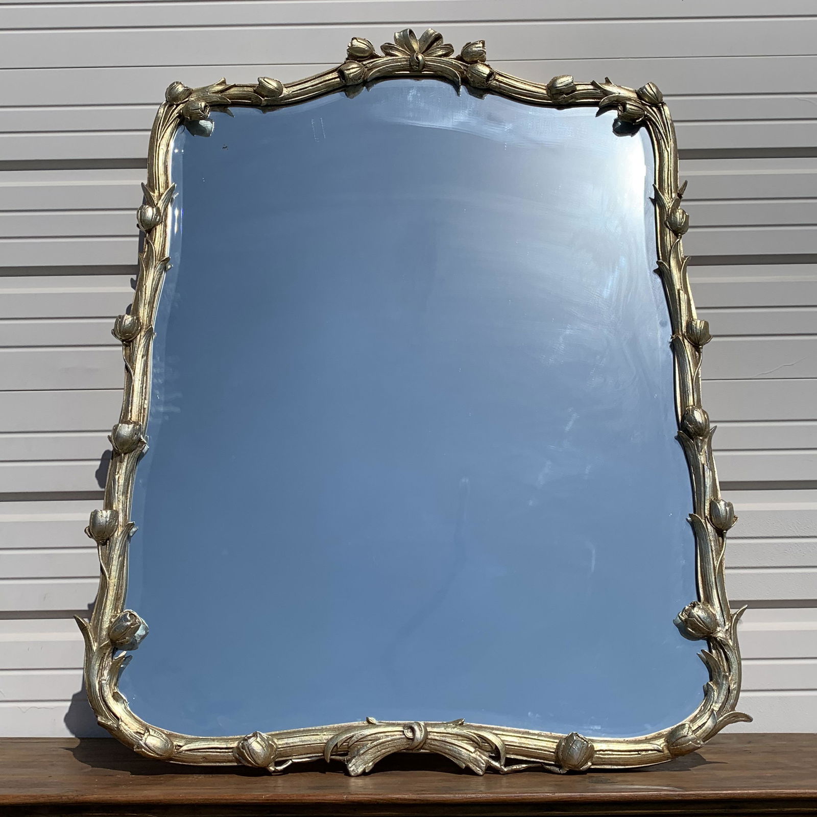 French Silver Leaf Figural Rose Mirror (1 of 4)