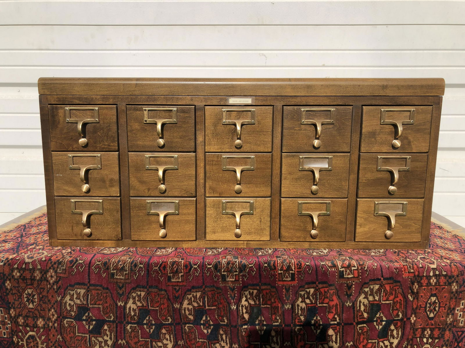 Antique Walnut Index Card File Cabinet (1 of 4)