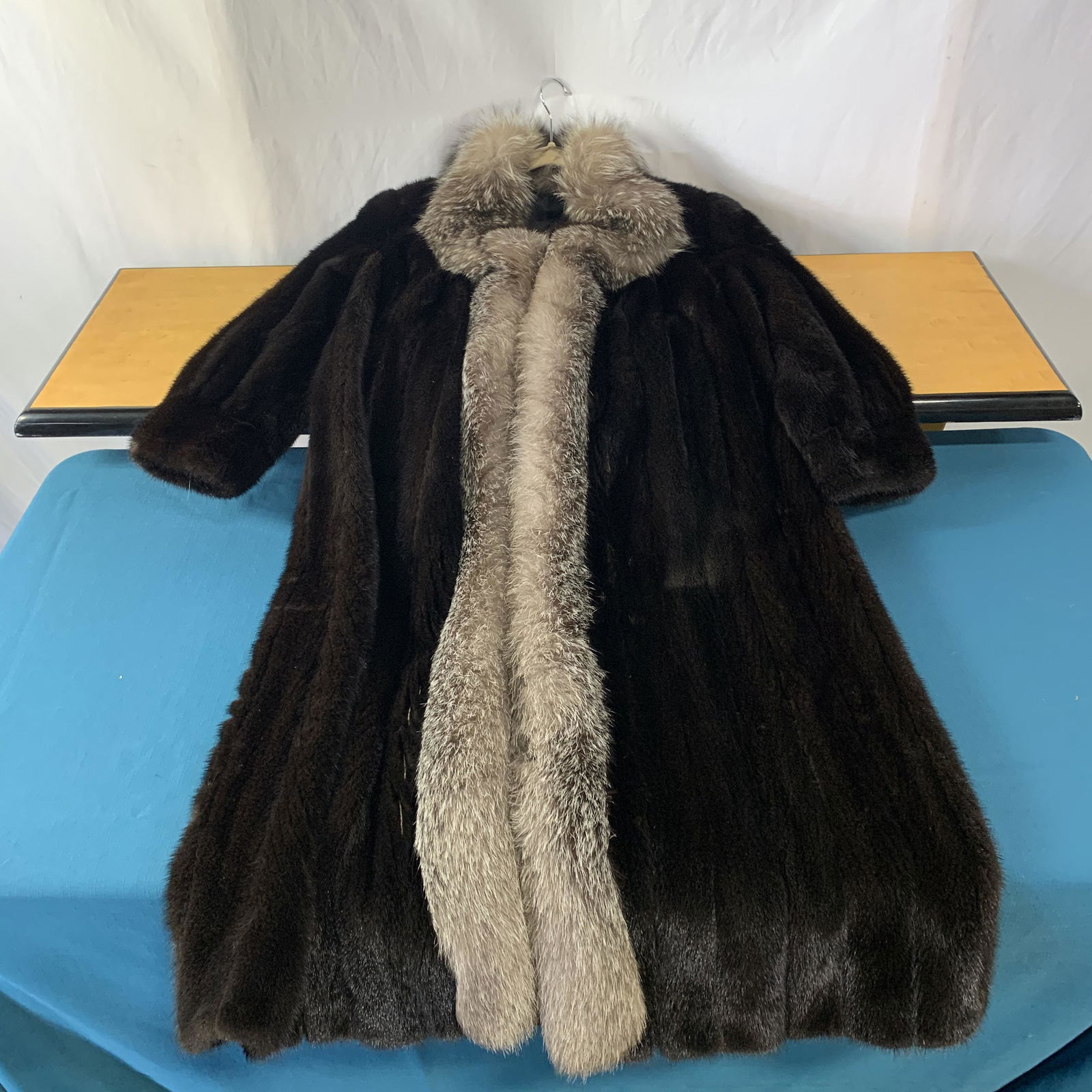 Black Mink Fur Coat Trimmed with Fox (1 of 4)
