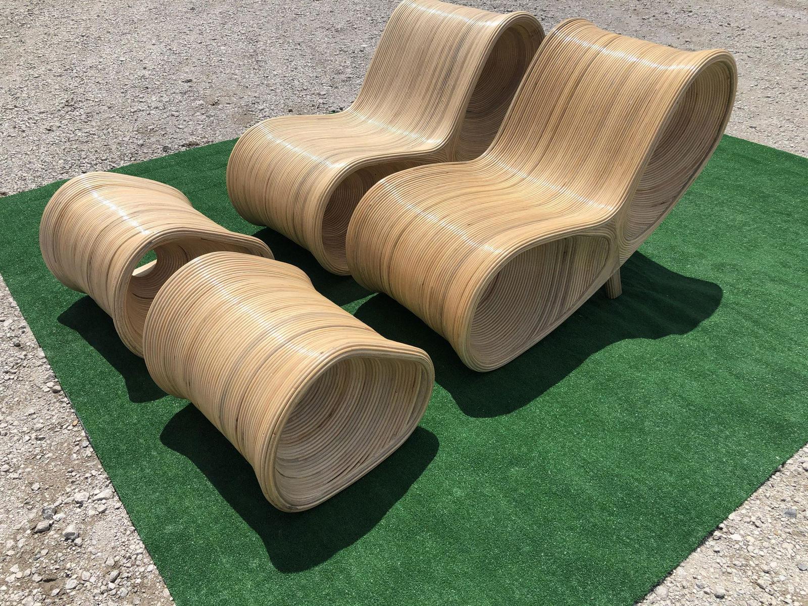 Pr. of French Riviera Pencil Reed Lounge Chairs (1 of 4)