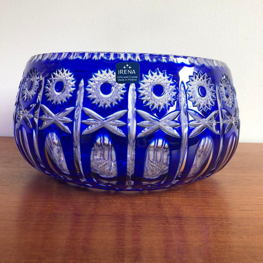 Bohemian Glass Cobalt Crystal Bowl (1 of 5)