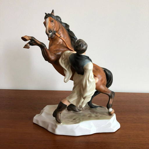 Herend Hungary Man & Horse Statue