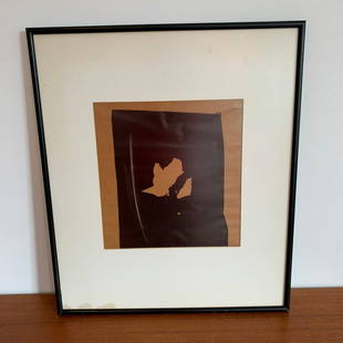 Signed 1963 Jacques Charlier Abstract Photographic: 24in x 20.5in in frame ; 17.5in x 14.5in wax paper