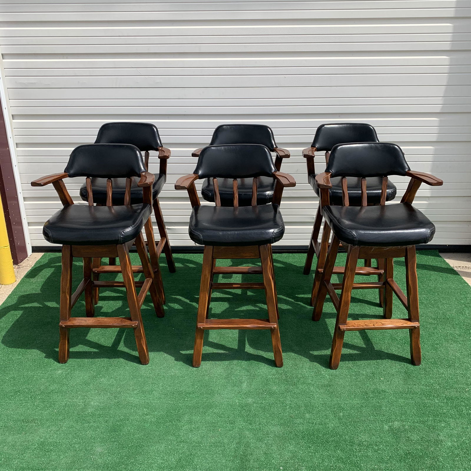 Set 6 Maple Mid Century Barstool Chairs Swivel Tops (1 of 5)