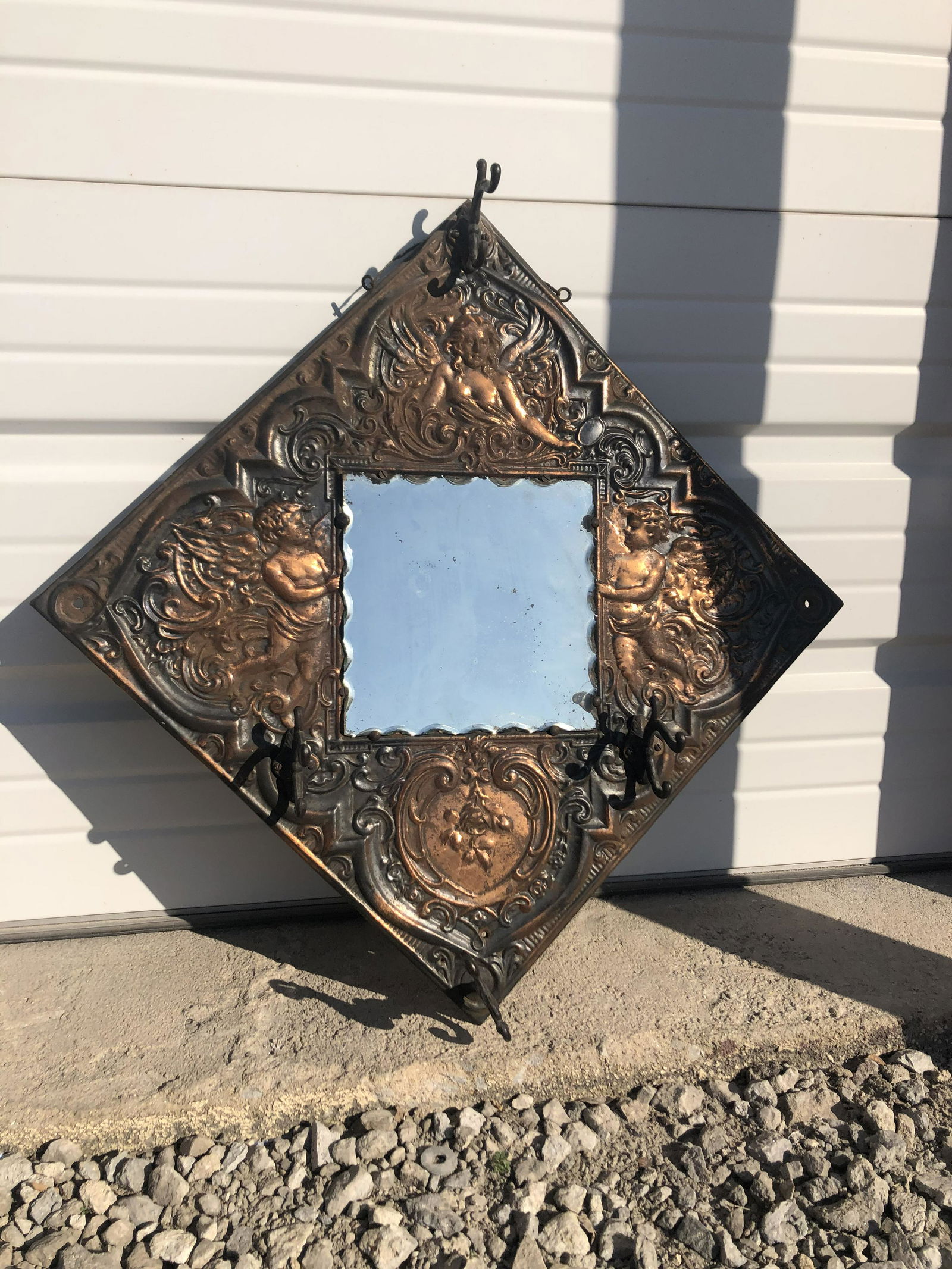 Original Victorian Copper Panel Mirror w/ Embossed (1 of 3)
