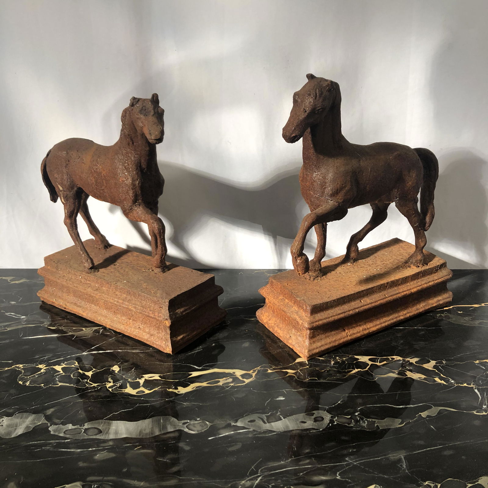 Pair Cast Iron Horse Statues (1 of 4)