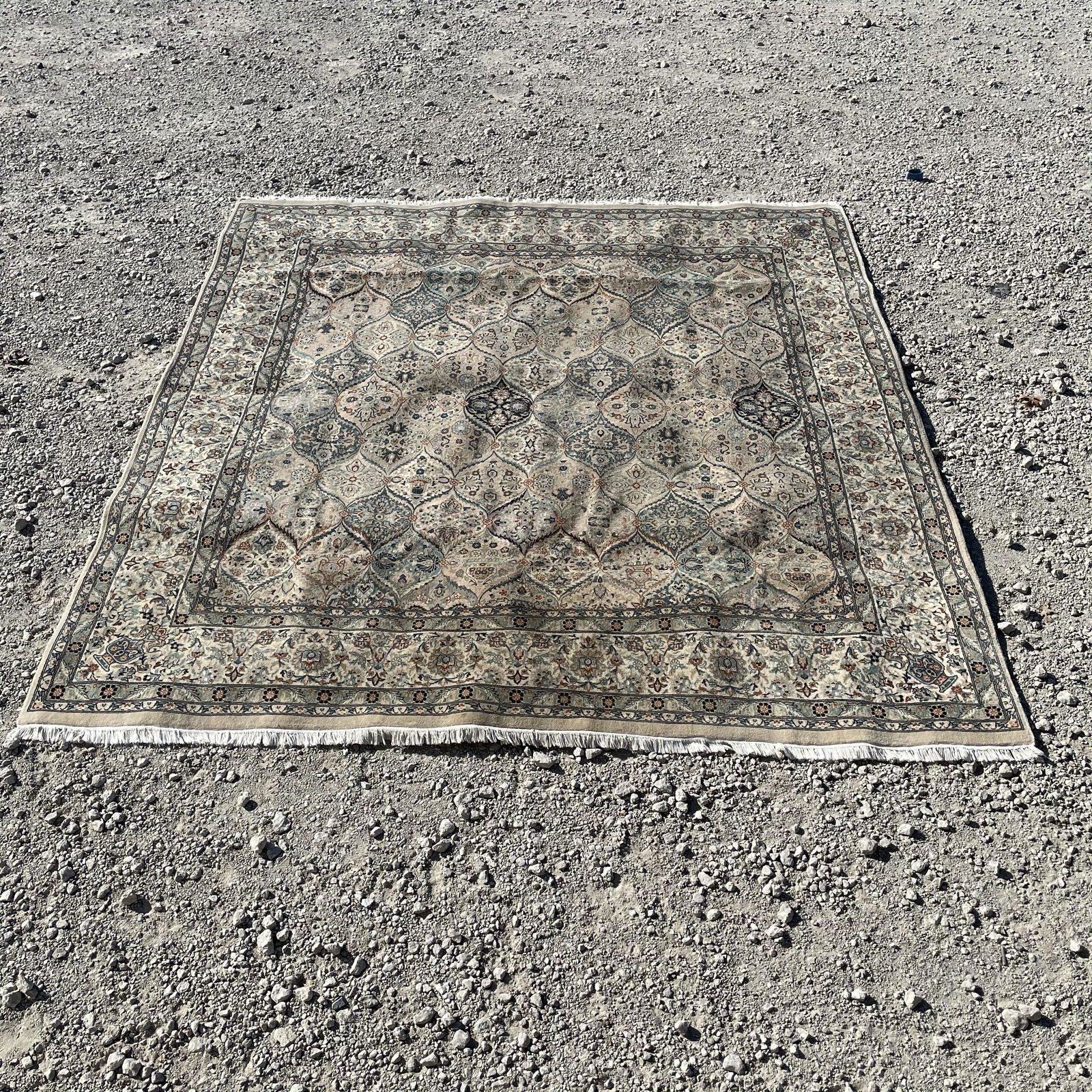 Hand Woven White Beige 20th C. Oriental Rug (1 of 6)