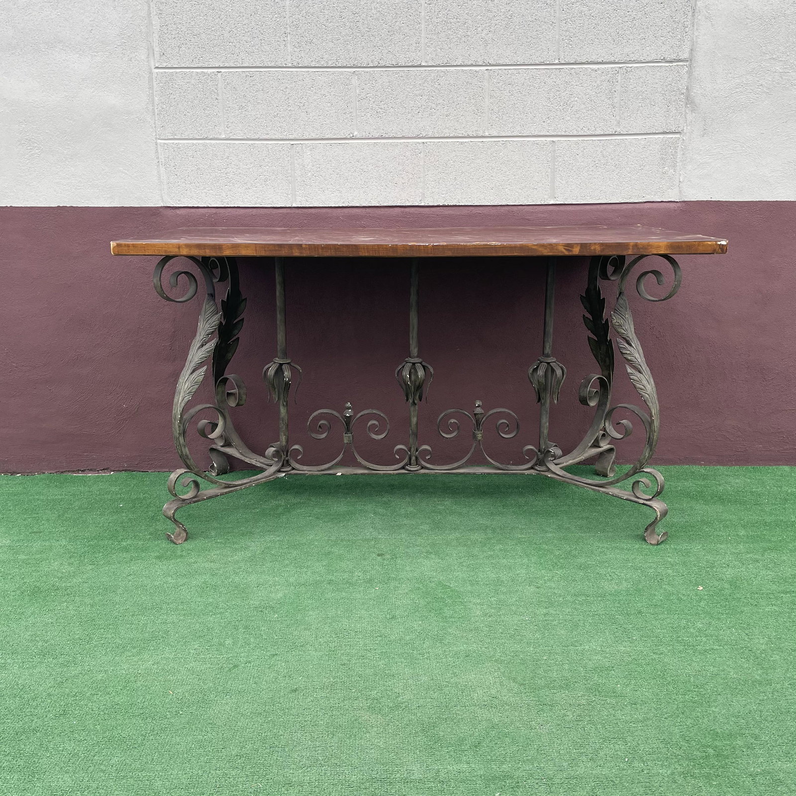 Antique French Console Table Gatsby Era Ornate: 57in long x 27in wide x 31.5in tall - Pickup or Private Carrier