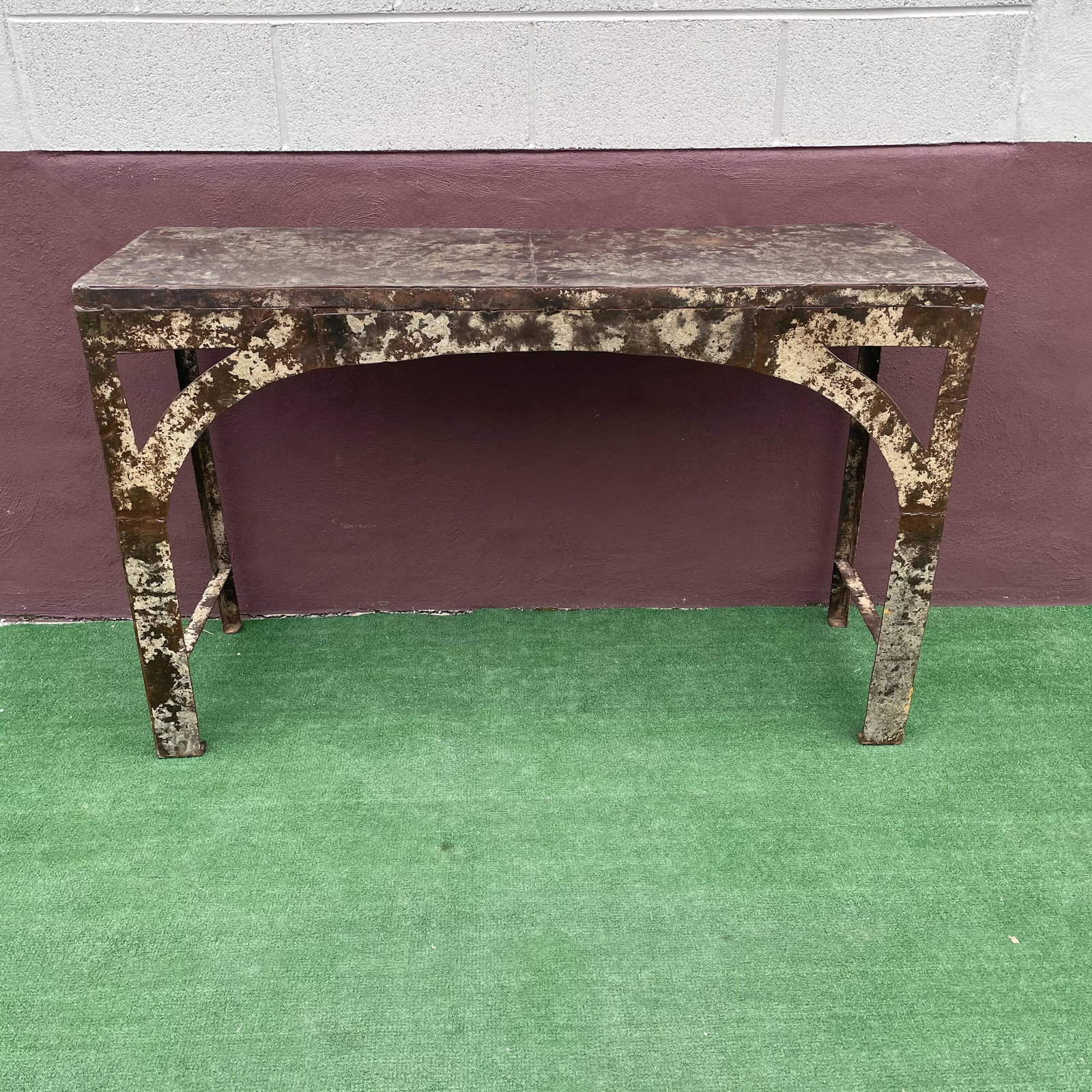 Industrial Metal Console Table: 48in x 15 3/4in deep x 30in tall - Pickup or Private Carrier