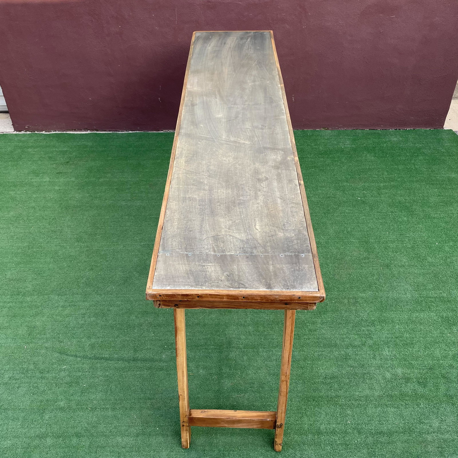 Industrial Metal Top Farmhouse Folding Table: 71.5in x 16.5in x 31.5in tall - Pickup or Private Carrier