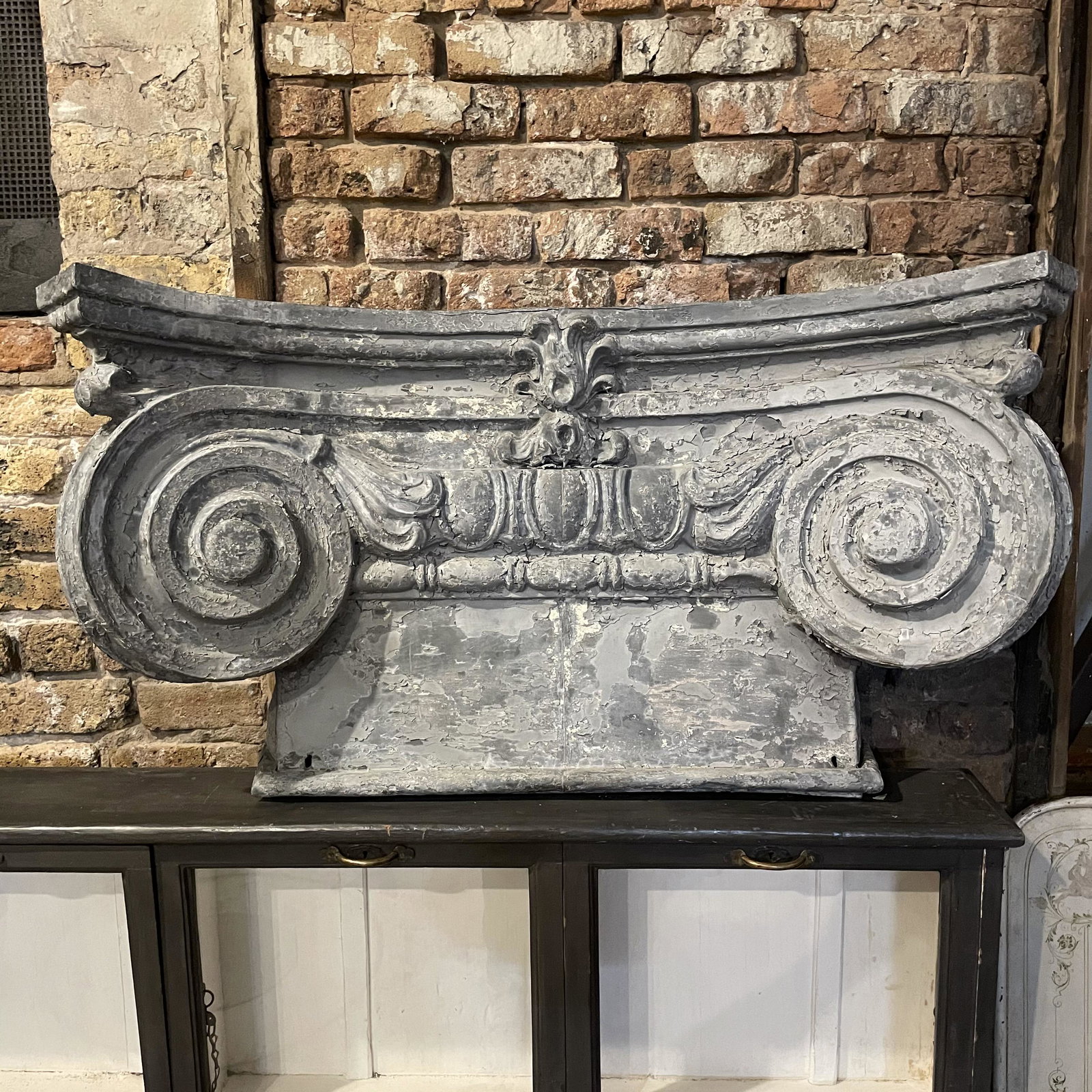 19th C. Zinc French Architectural Capital: 42in long x 23in tall x 12in deep - Private Carrier or Pickup