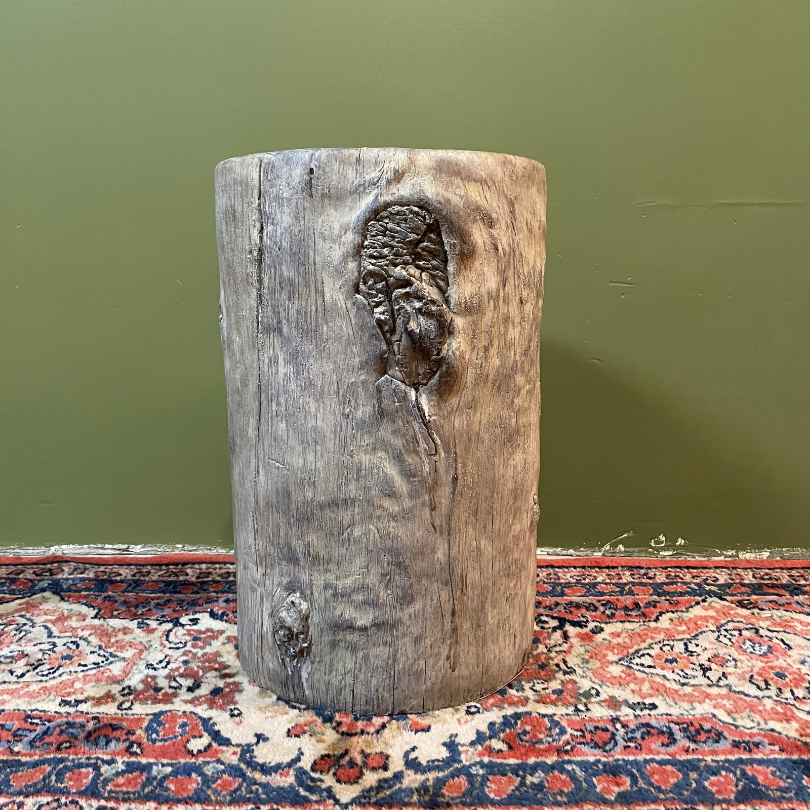 Faux Bois Garden Stool Indoor Outdoor: 17 1/2in tall x 11in diameter at top - UPS , private carrier, or pickup