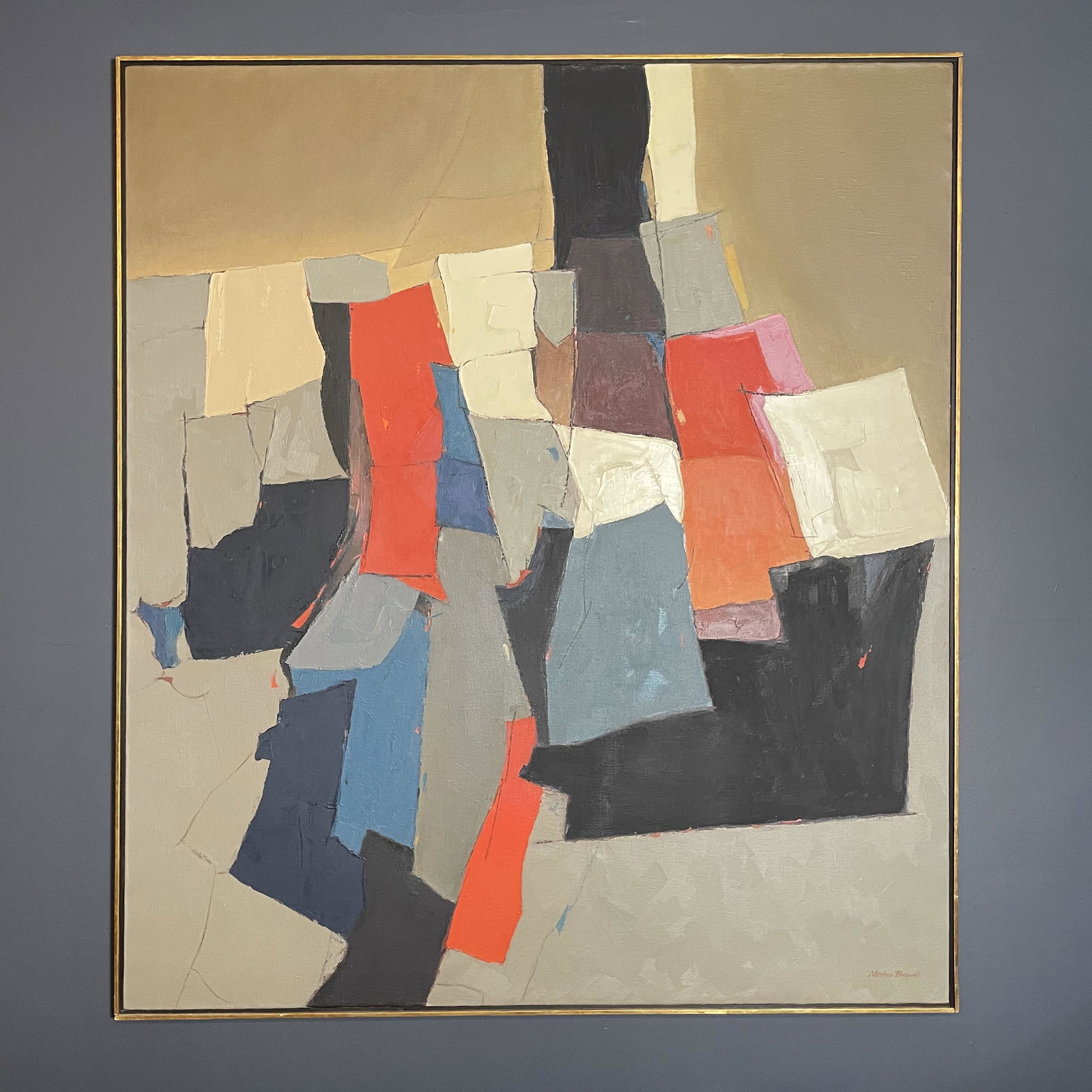 Oil on Canvas Abstract Painting by Merton Brown: 67in L x 59in W x 1in D