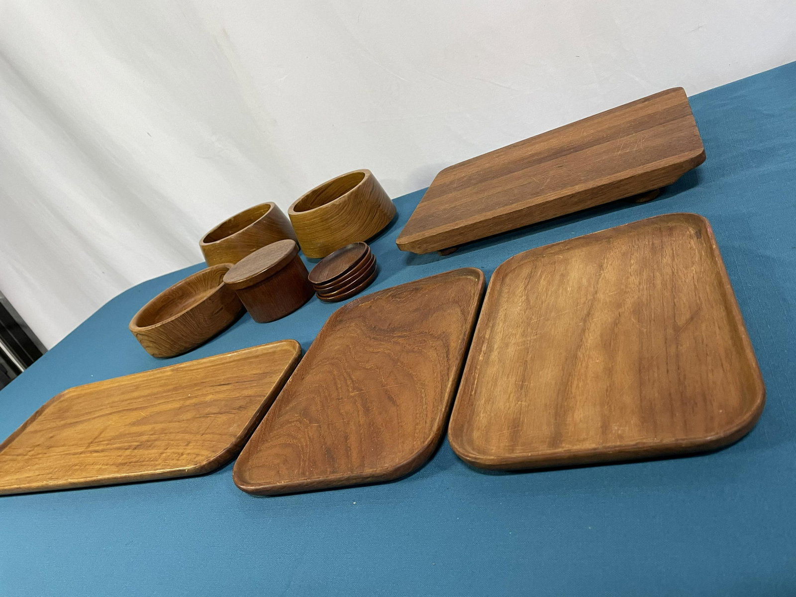 Collection Danish Modern Teak serving pieces Denmark: Longest Tray: 16in L x 7in W