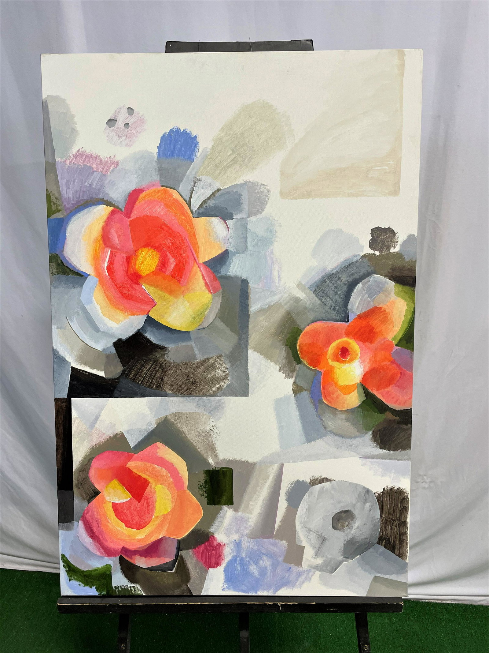Brian Overley "Painting with Flowers" Harbor Country MI: House Paint & Acrylic on Canvas 36in x 24in x 1.5in