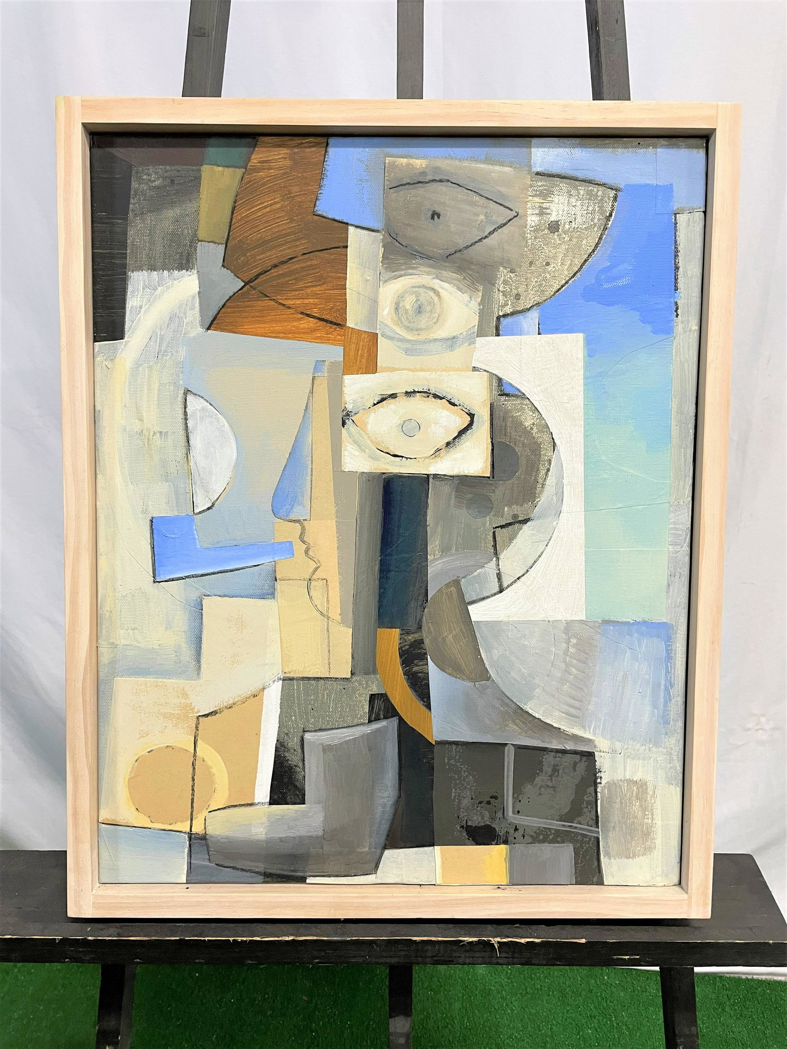 Brian Overley "Man with Pipe" Harbor Country MI Artist: House Paint & Acrylic on Canvas21 1/4in x 17 1/4in x 2 3/4in