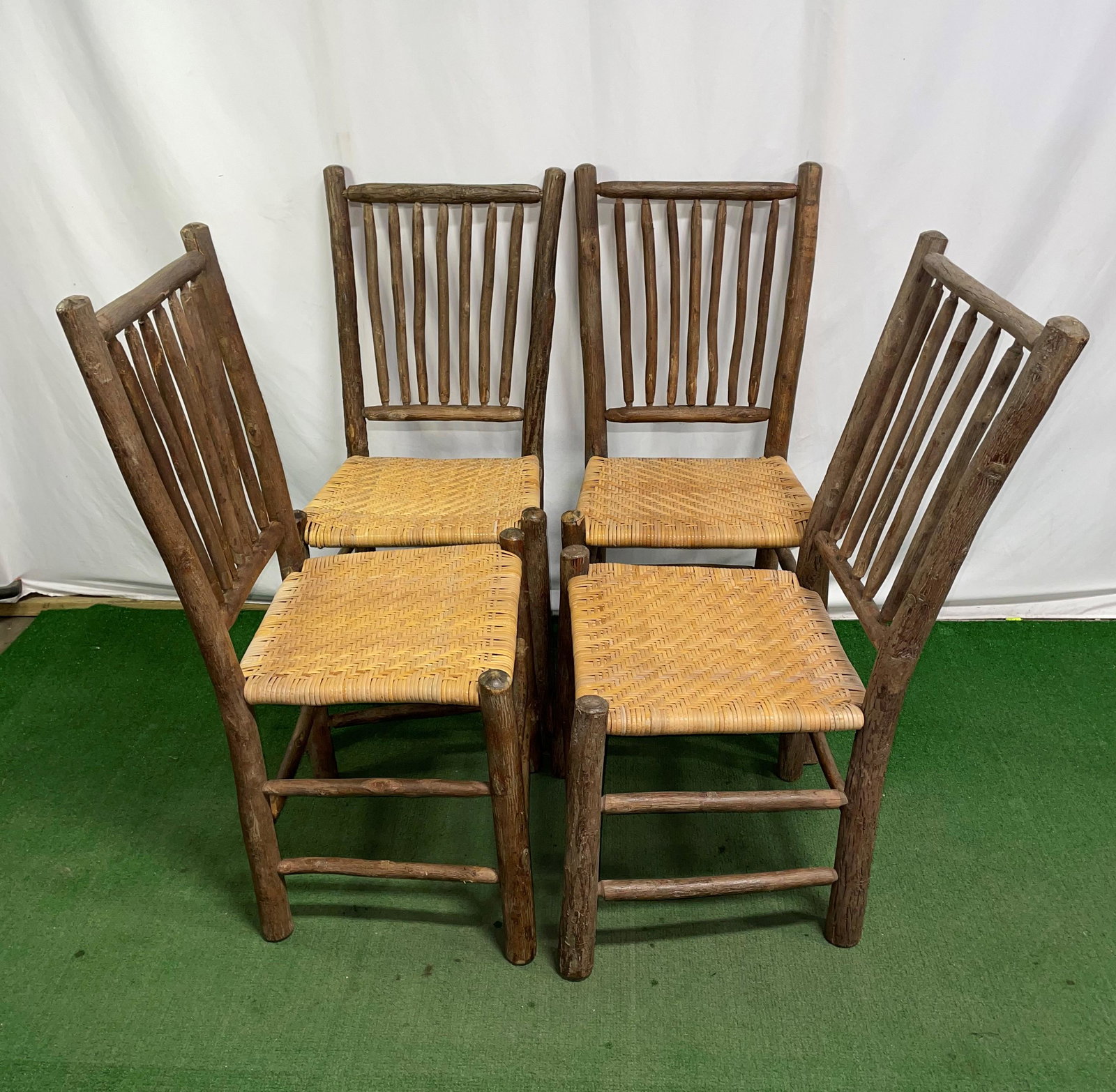Set 4 Hickory Adirondack Chairs: 38 1/2in H x 16 1/2in seat D x 20in seat W