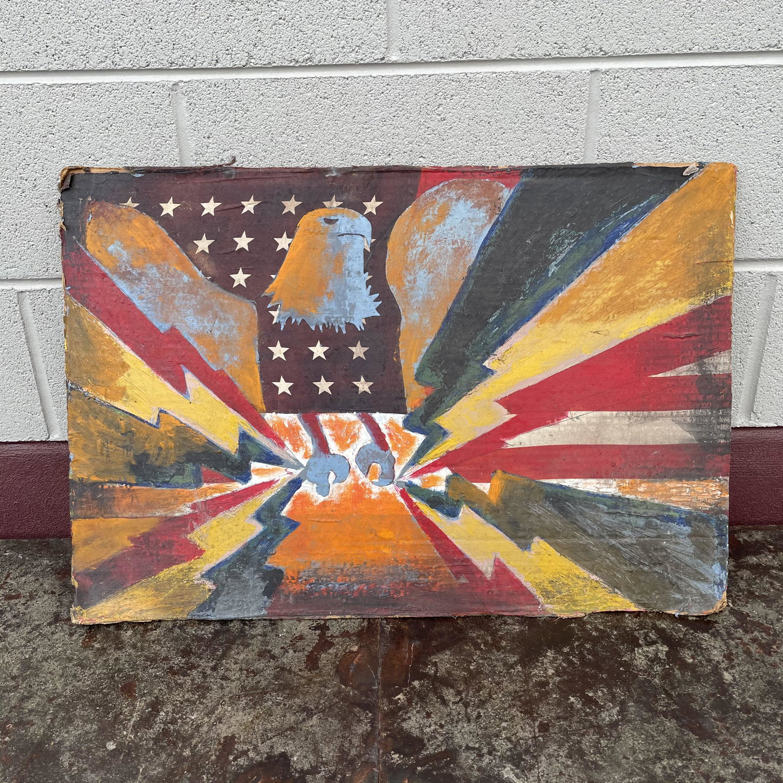 Pop Art Painting American Eagle: 27in x 18.5in , on cardboardIn-house shipping