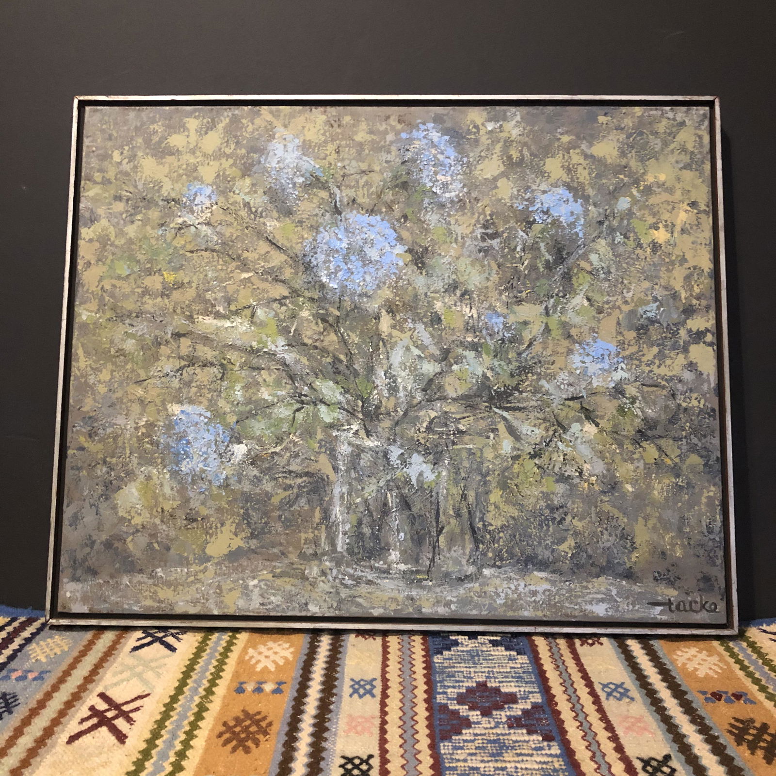 Mid Century Modern Oil Painting on Canvas by Tacke (1 of 5)