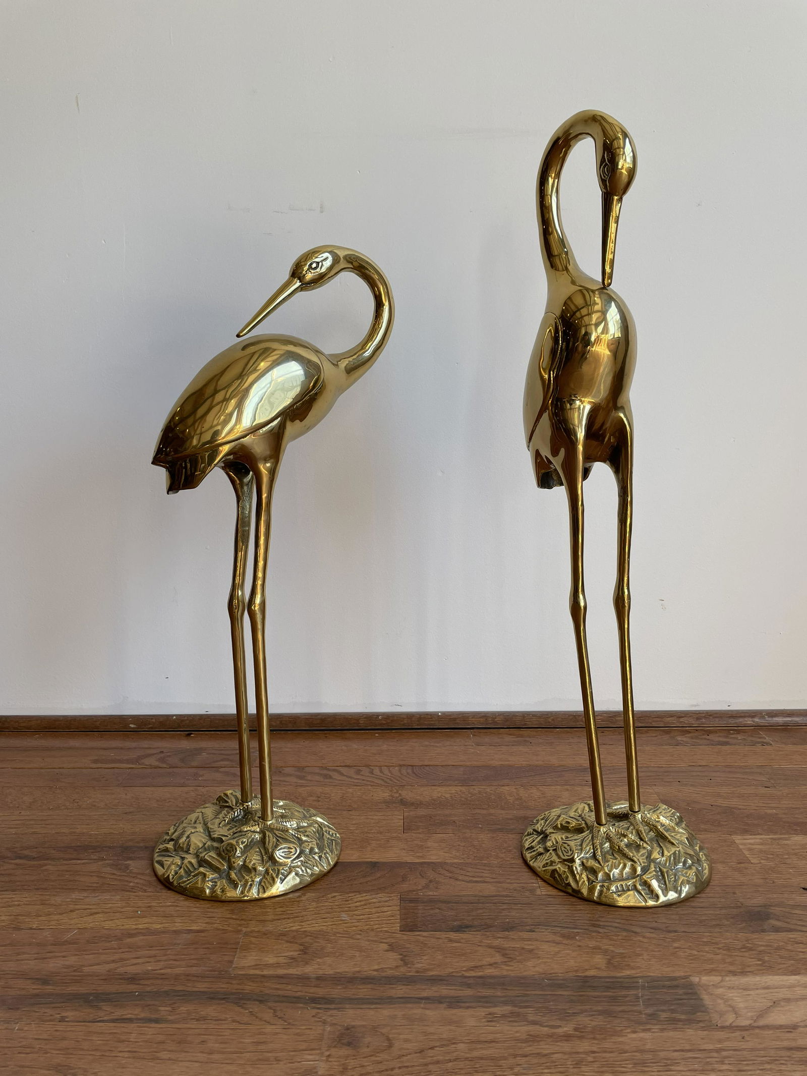 Pair Mid Century Brass Herons (1 of 5)