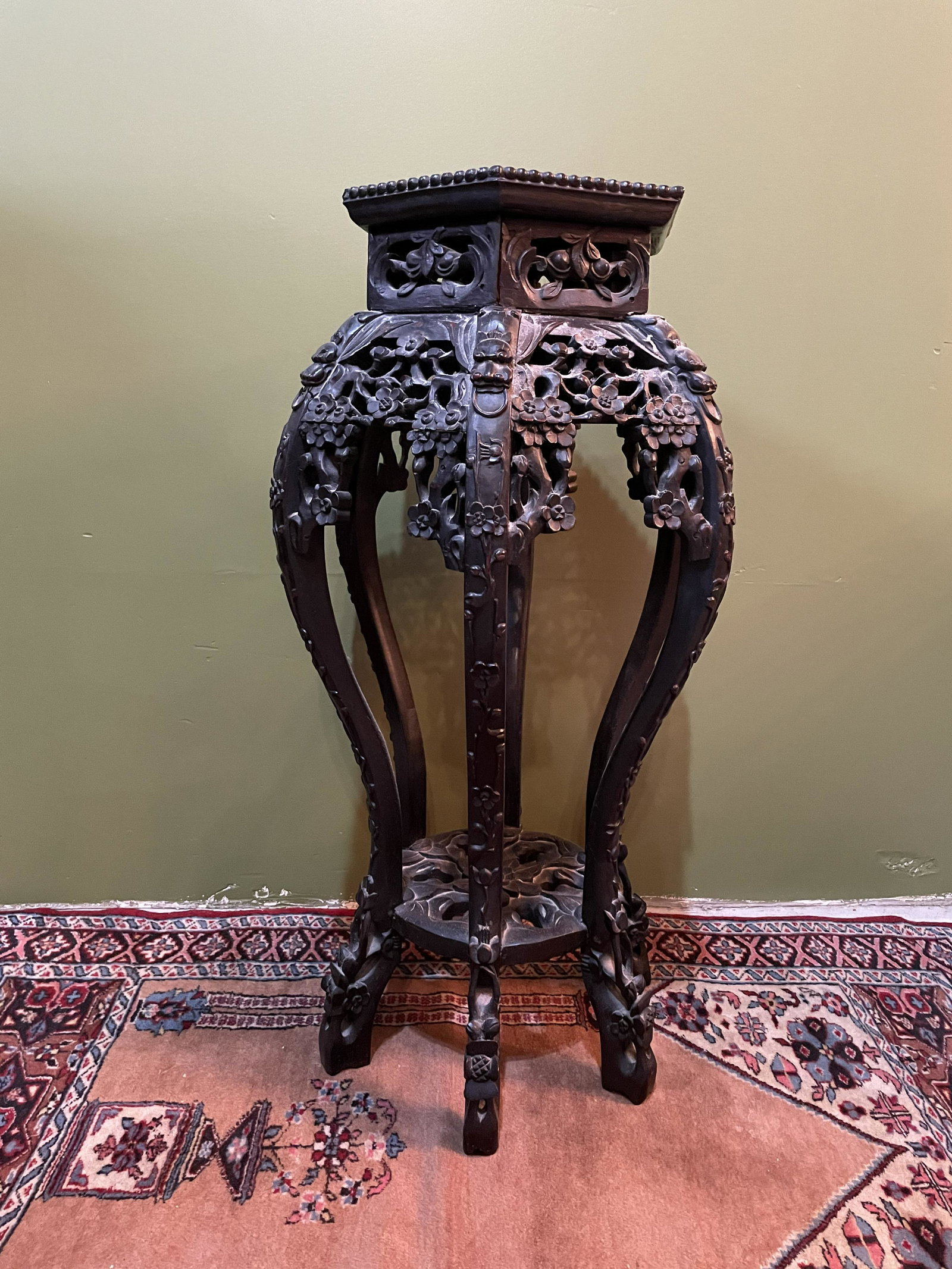 Victorian Mid 1800s Carved Oriental Marble Top Plant (1 of 6)