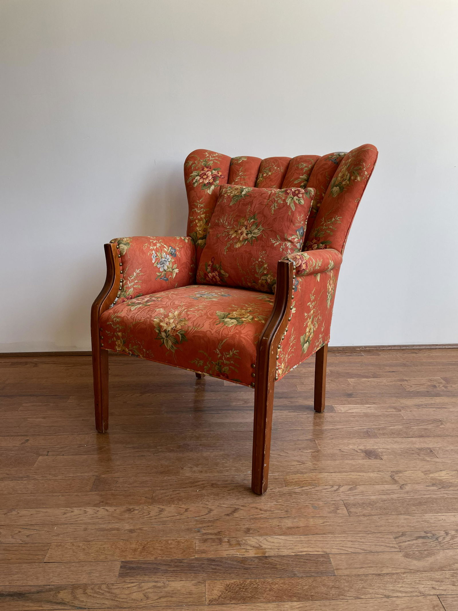 Vintage Floral Wingback Arm Chair (1 of 7)
