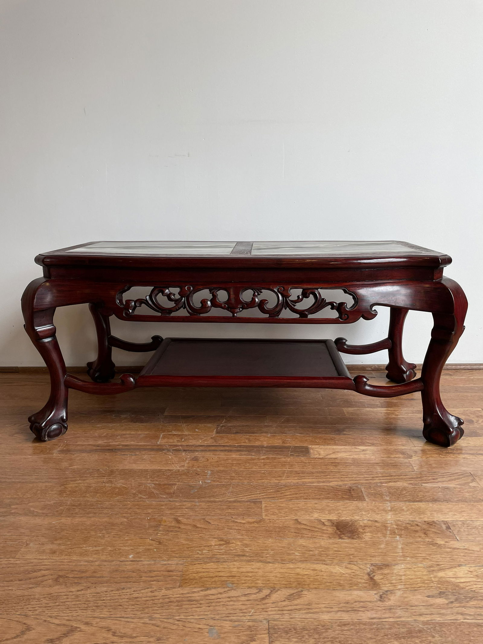 Chinese Rosewood & Marble Insert Coffee Table (1 of 8)