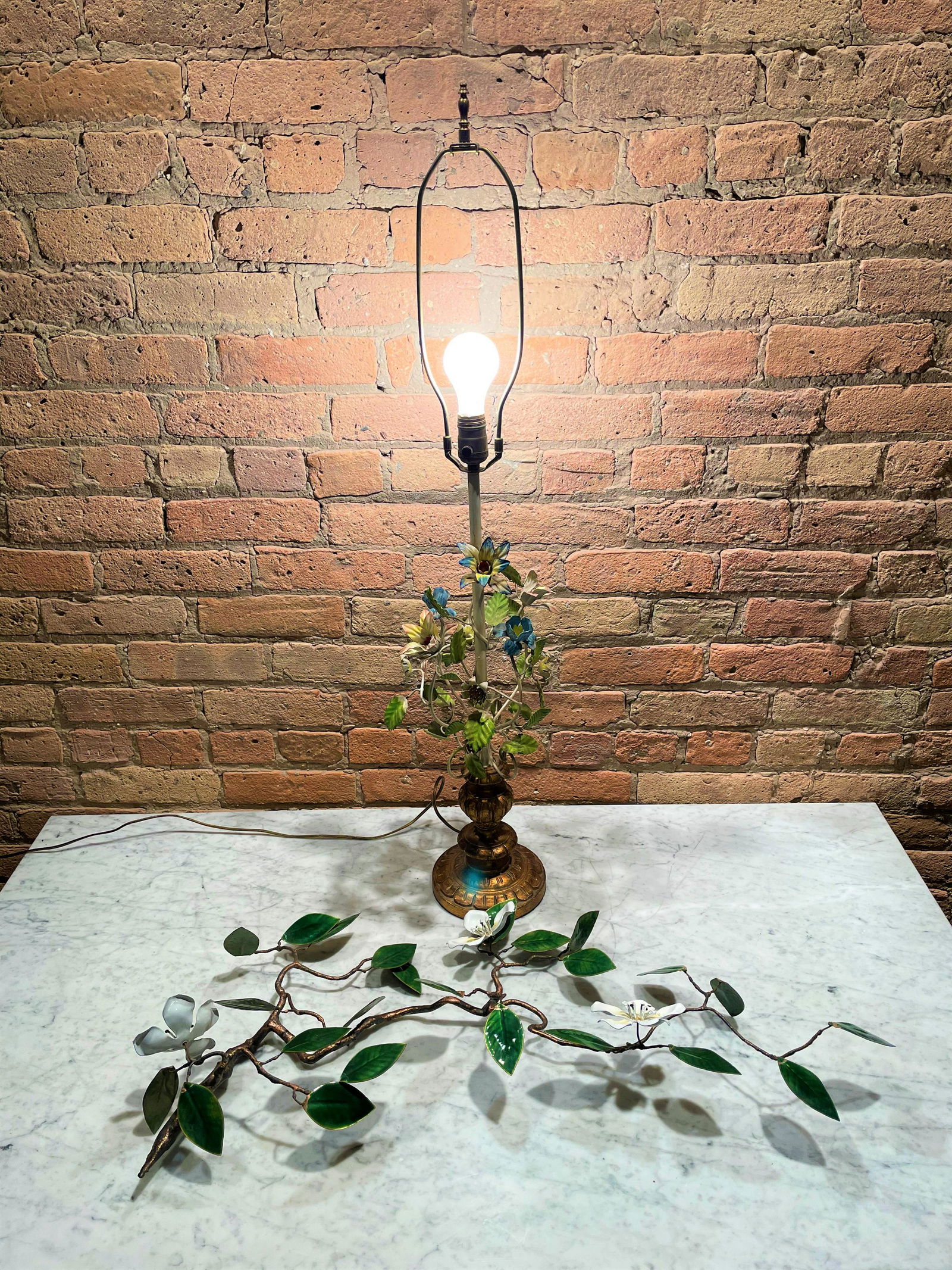 Mid Century Tole Enamel Wall Hanging & Lamp (1 of 5)