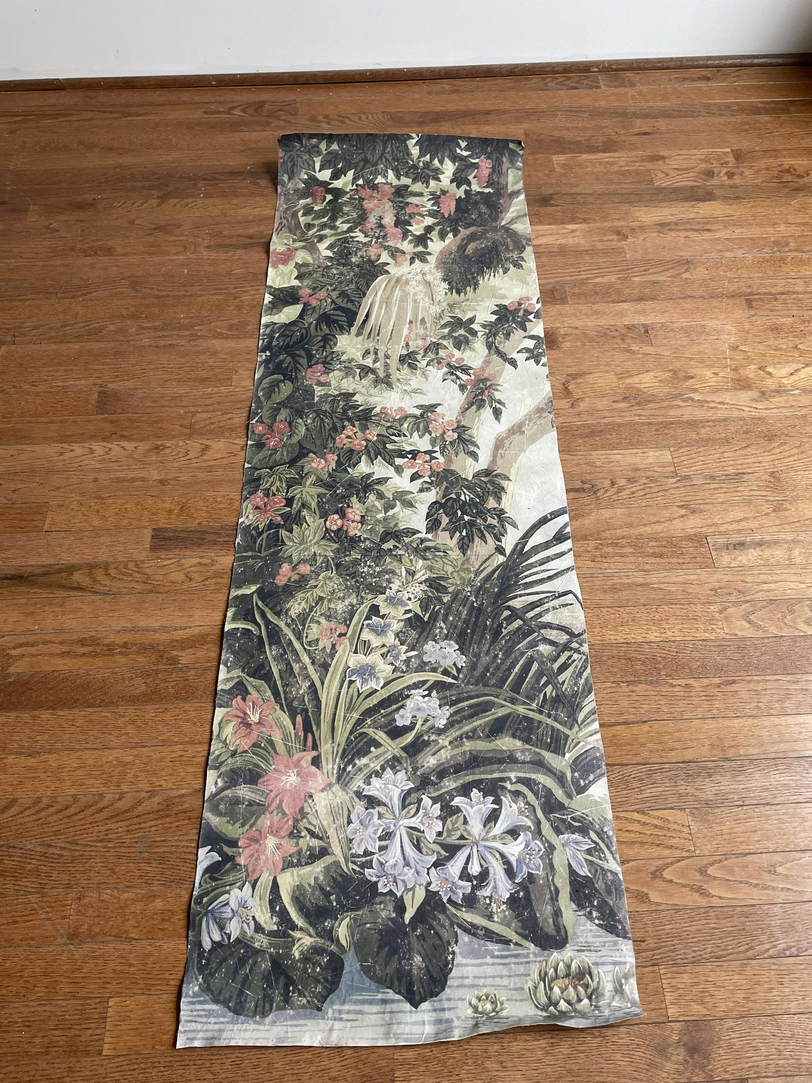 Vintage French Canvassed Wall Hanging: 64in L x 20in W