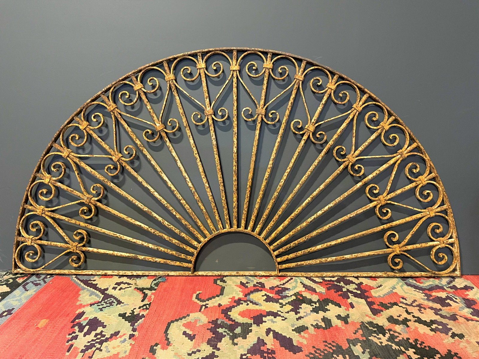 19th C. French Architectural Cast Metal Arch: 59 1/4in W x 29 1/2in T x 1in D