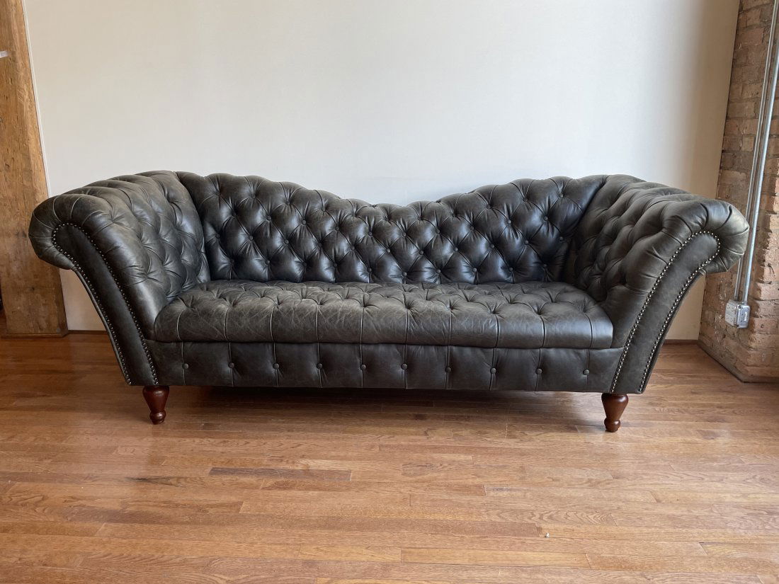 Leather Chesterfield Sofa Couch Sold At Nieman Marcus (1 of 9)