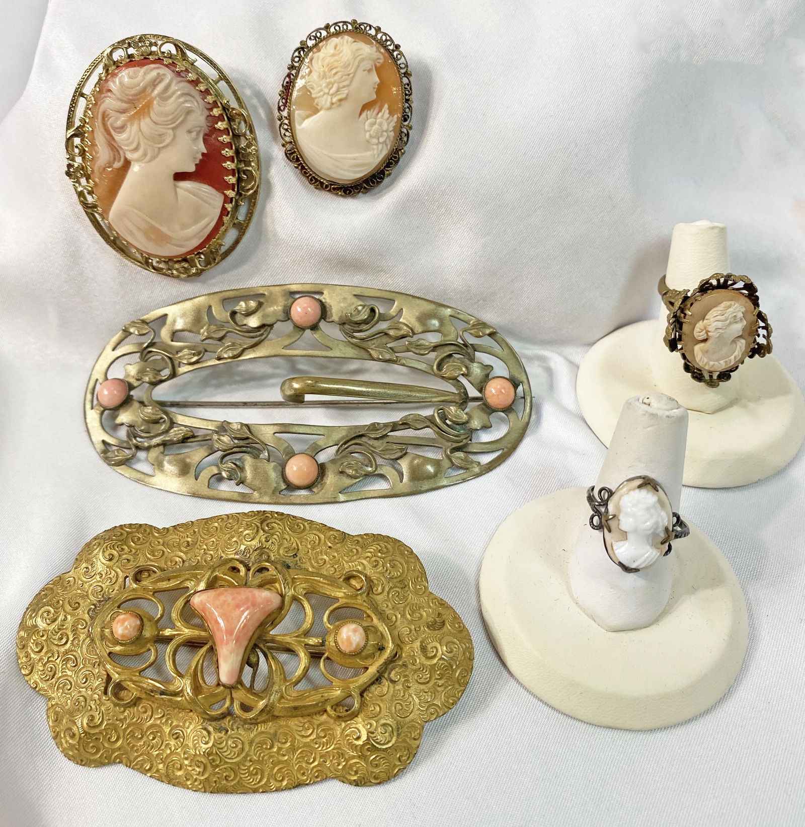 Collection Victorian Cameo and Pink Coral Jewelry (1 of 2)