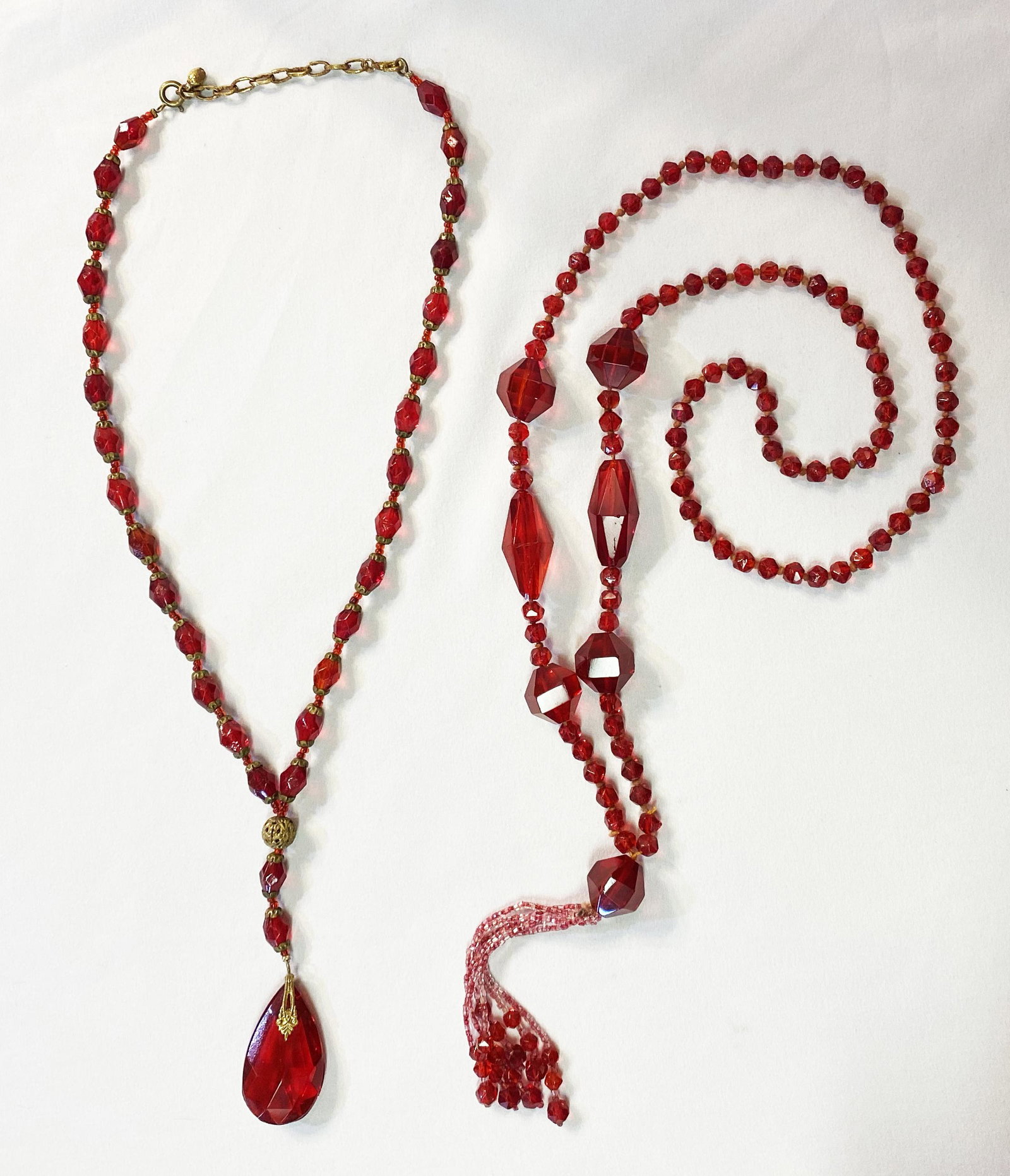 1920s Czech Glass Flapper Necklaces: very good shape