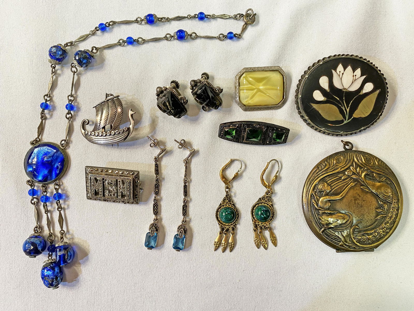 Collection Early 20th C. Silver Jewelry Brooch Pins (1 of 2)