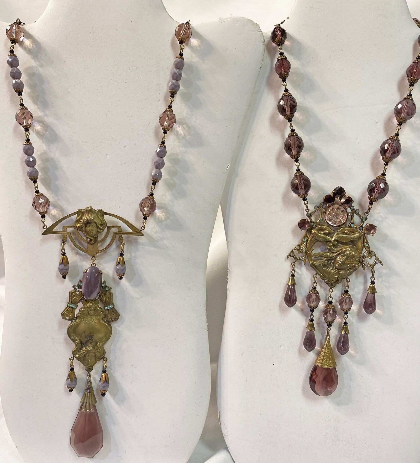 Fantasy Reproduction Czech Glass Necklaces: Wonderfully put together in the 1970's from original findings and Czech glass