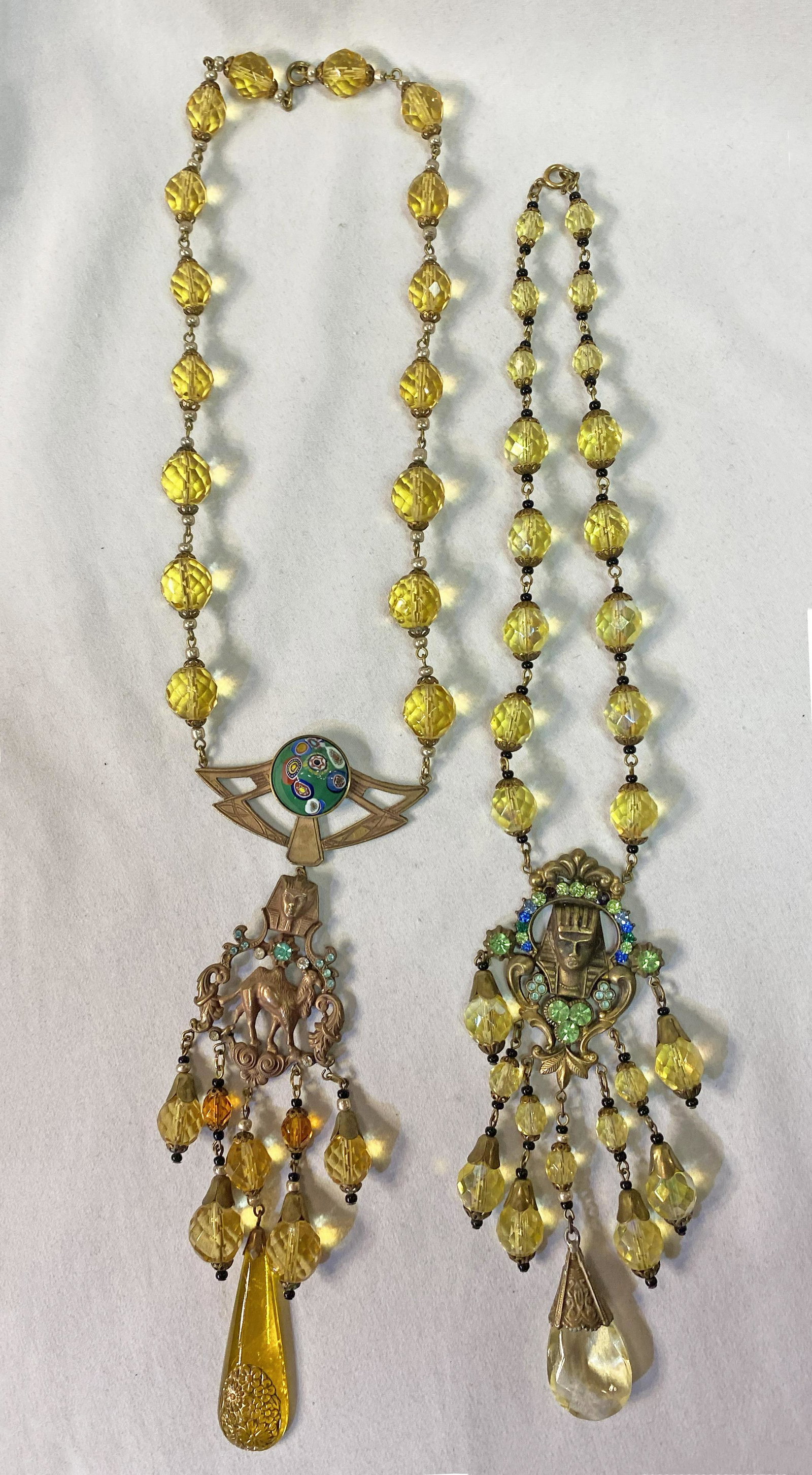 Art Nouveau Egyptian Necklaces: Wonderfully put together in the 1970's from original findings and Czech glass