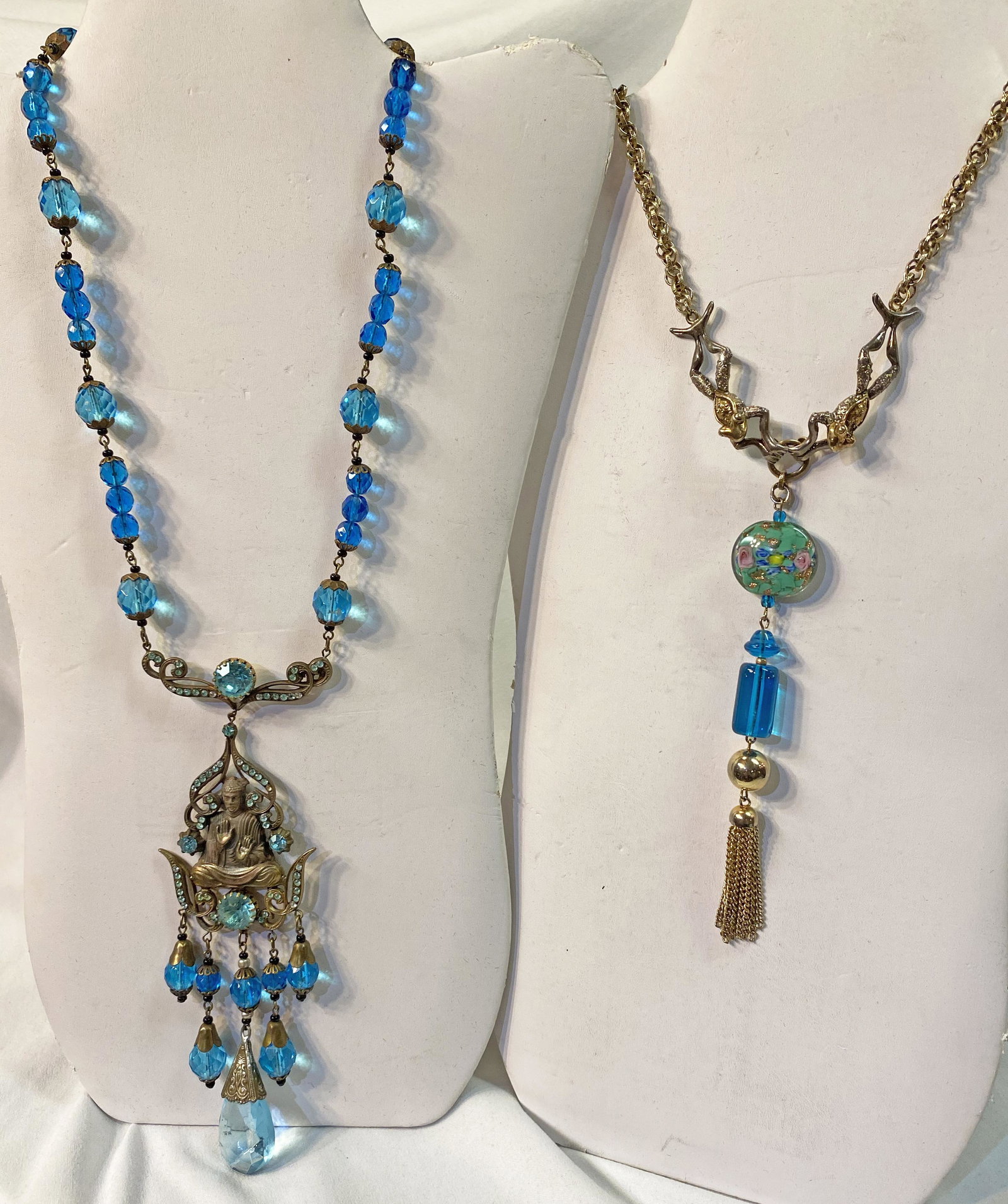 Fantasy Reproduction Czech Glass Necklaces: Wonderfully put together in the 1970's from original findings and Czech glass