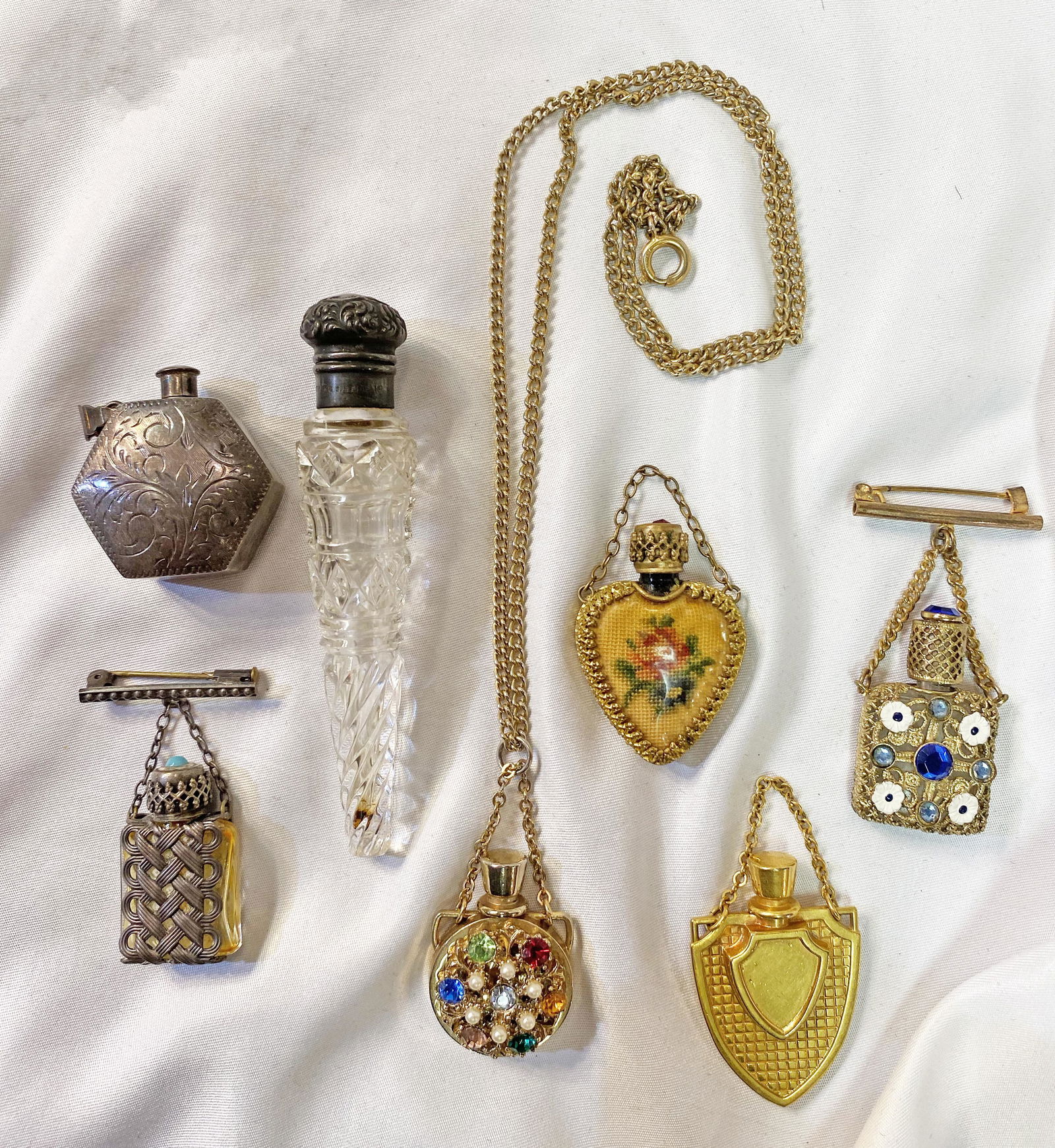 Collection 7 mini perfume bottles Sterling Victorian (1 of 2)