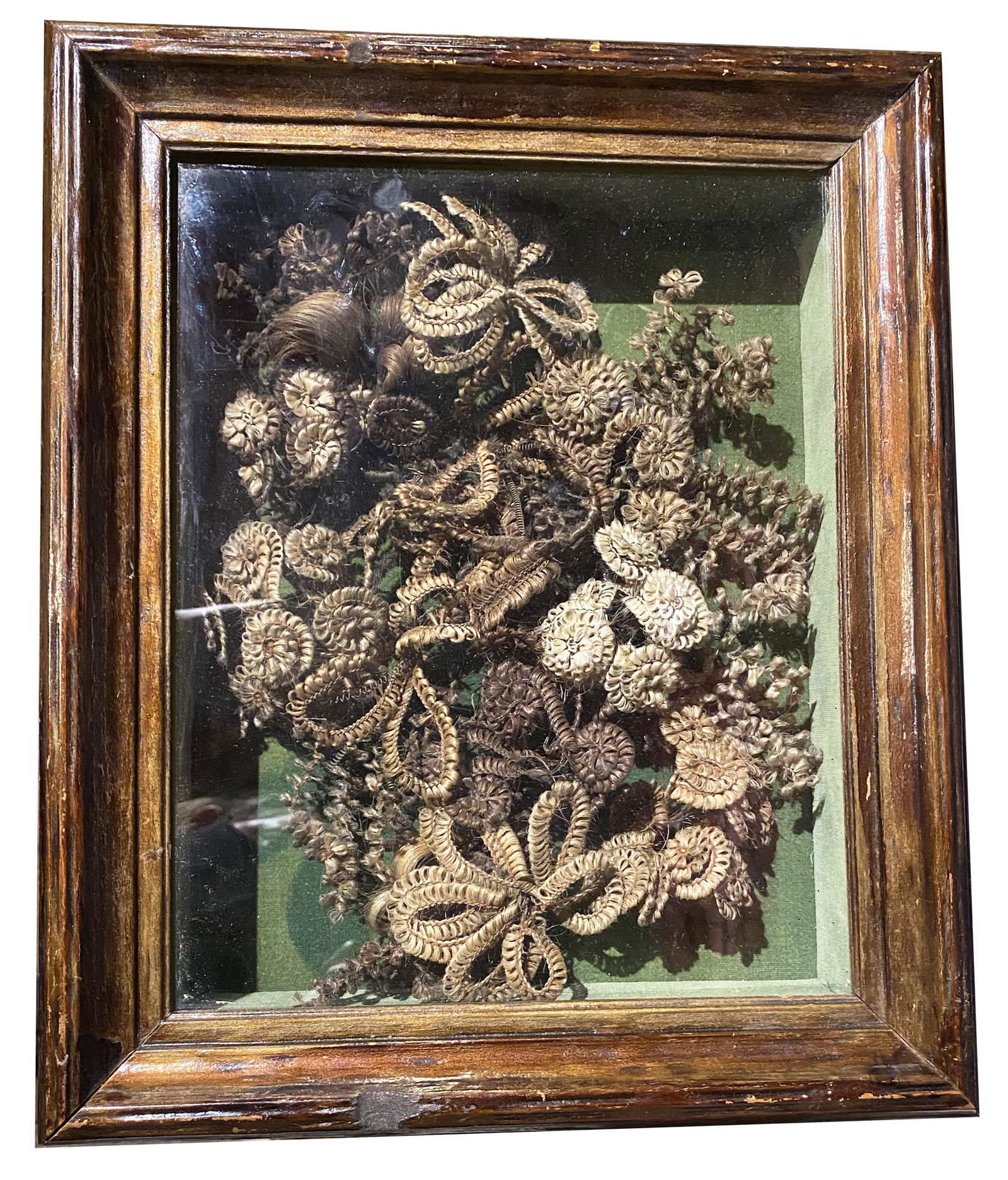 Early Mourning Victorian Hair Wreath in Shadowbox Frame (1 of 2)