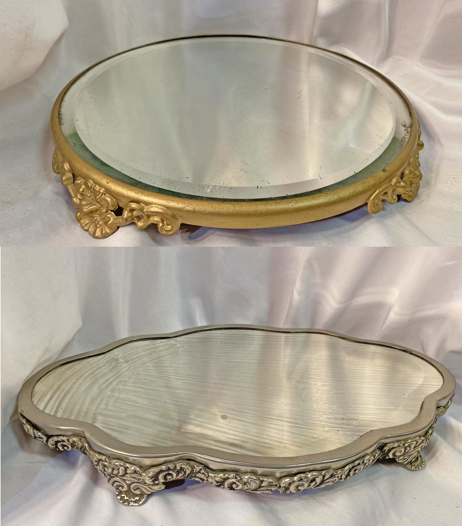 2 Victorian Dresser Plateaus: one long one round