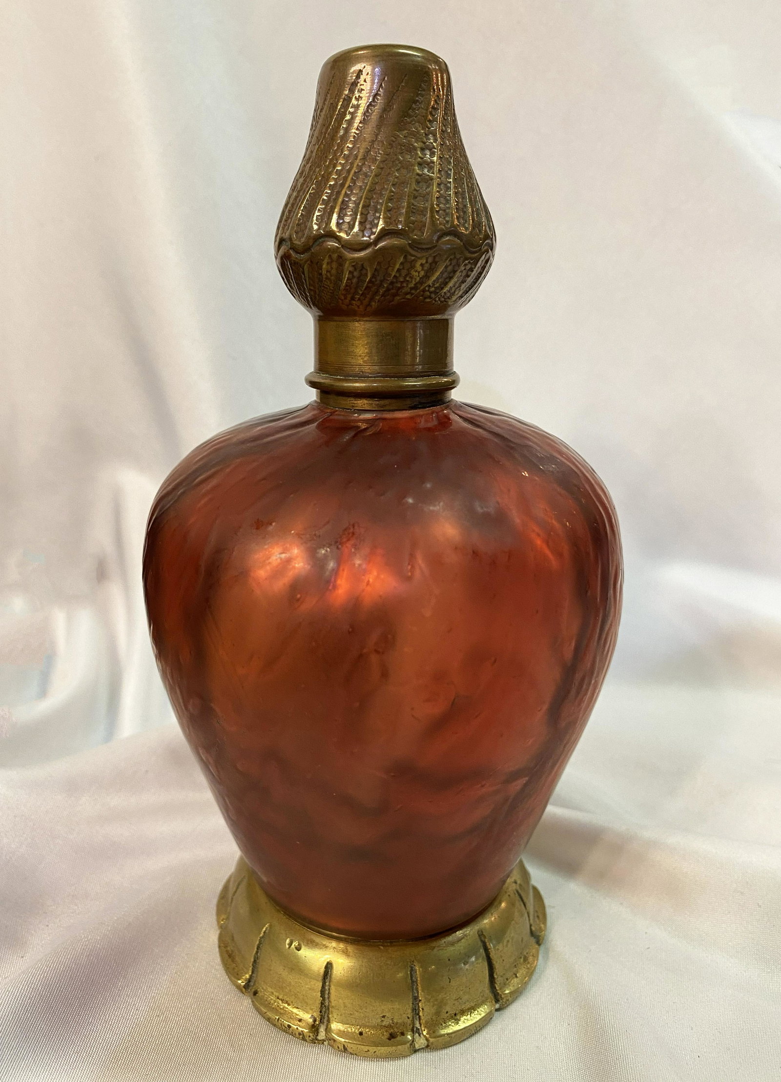 Art Deco Art Glass Perfume Diffuser Red: 7.5 inch tall 4 inch at widest