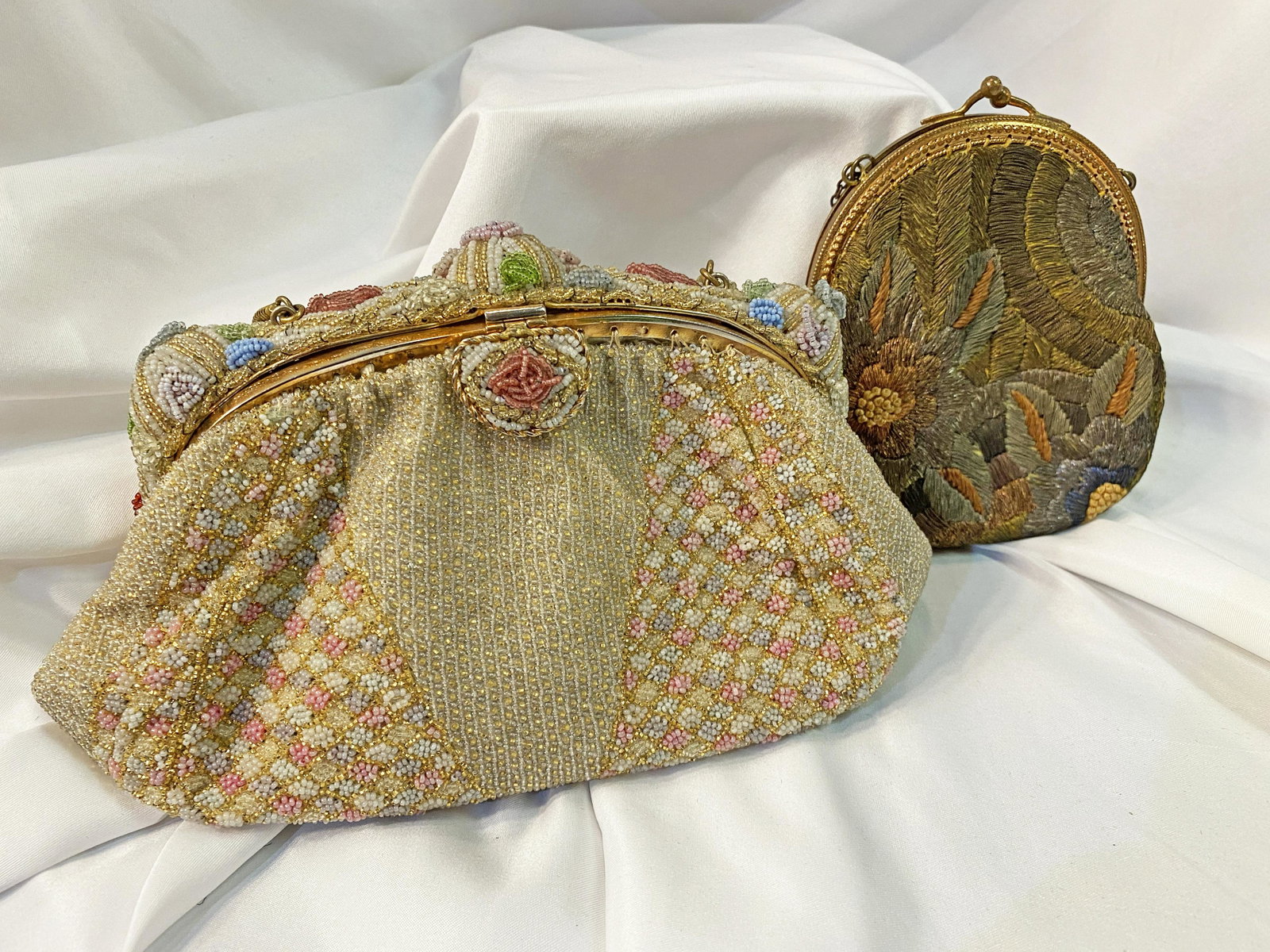 2 French Dofan Art Deco Beaded and Embroidered Flapper: nice condition